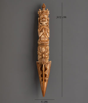 30.5 cm Buffalo Bone Phurba | Hand-Carved Ritual Dagger for Spiritual Purification
