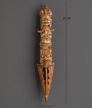 Handcarved Phurba Dagger | Buffalo Bone Ritual Tool for Spiritual Protection