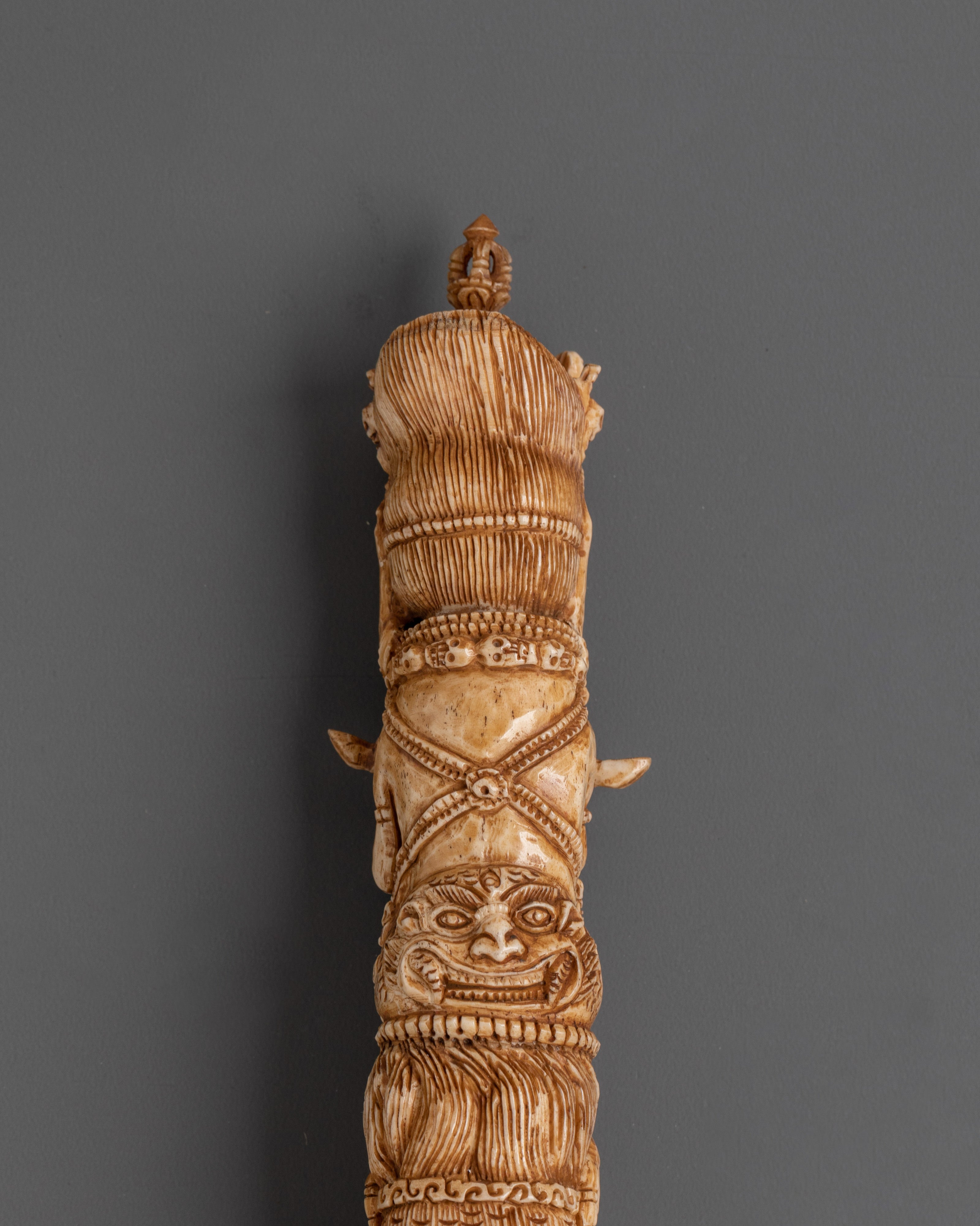Handcarved Phurba Dagger | Buffalo Bone Ritual Tool for Spiritual Protection