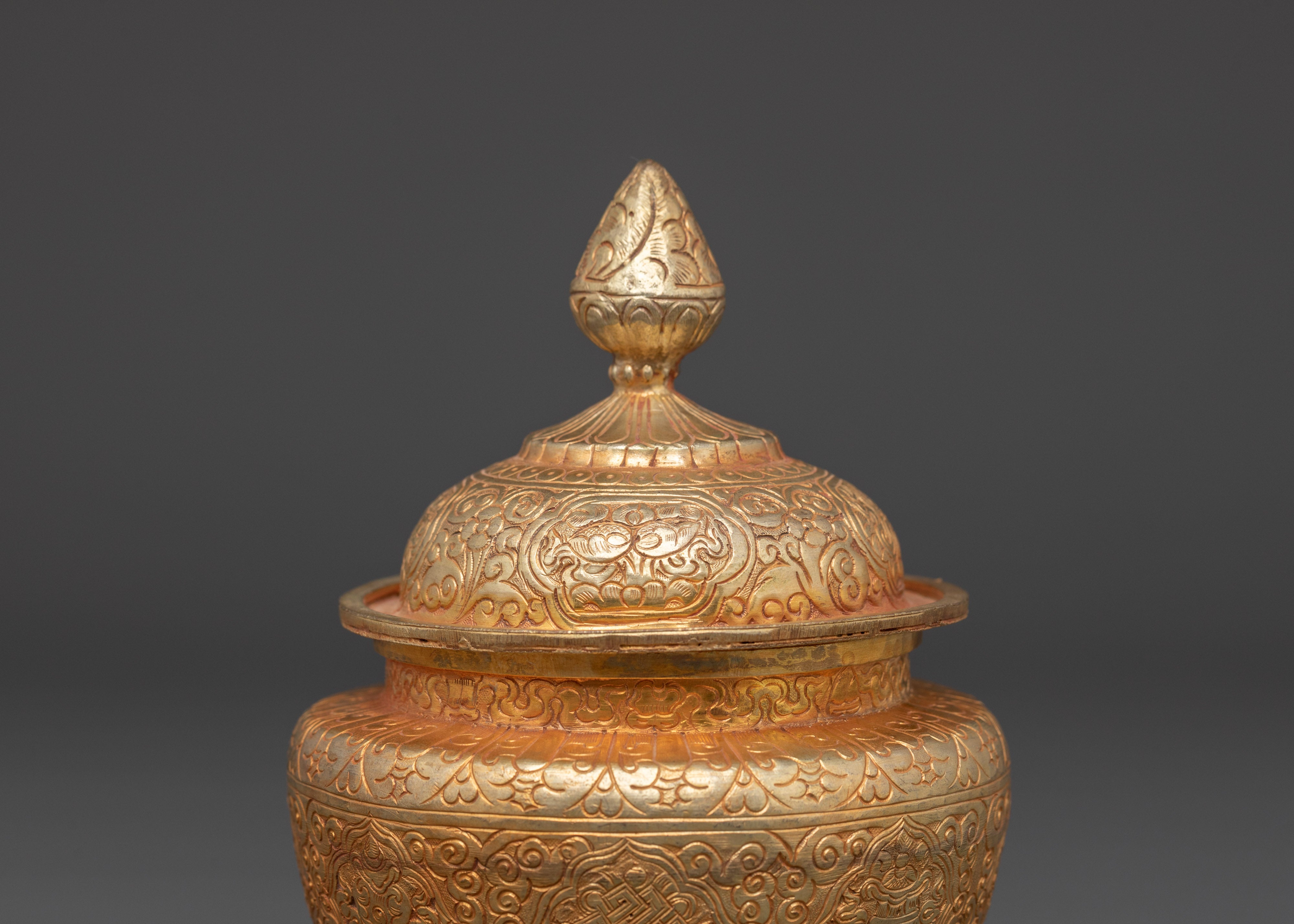 Buddhist Rice Offering Pot | Tibetan Ritual Offering Pot For Buddhist Altar