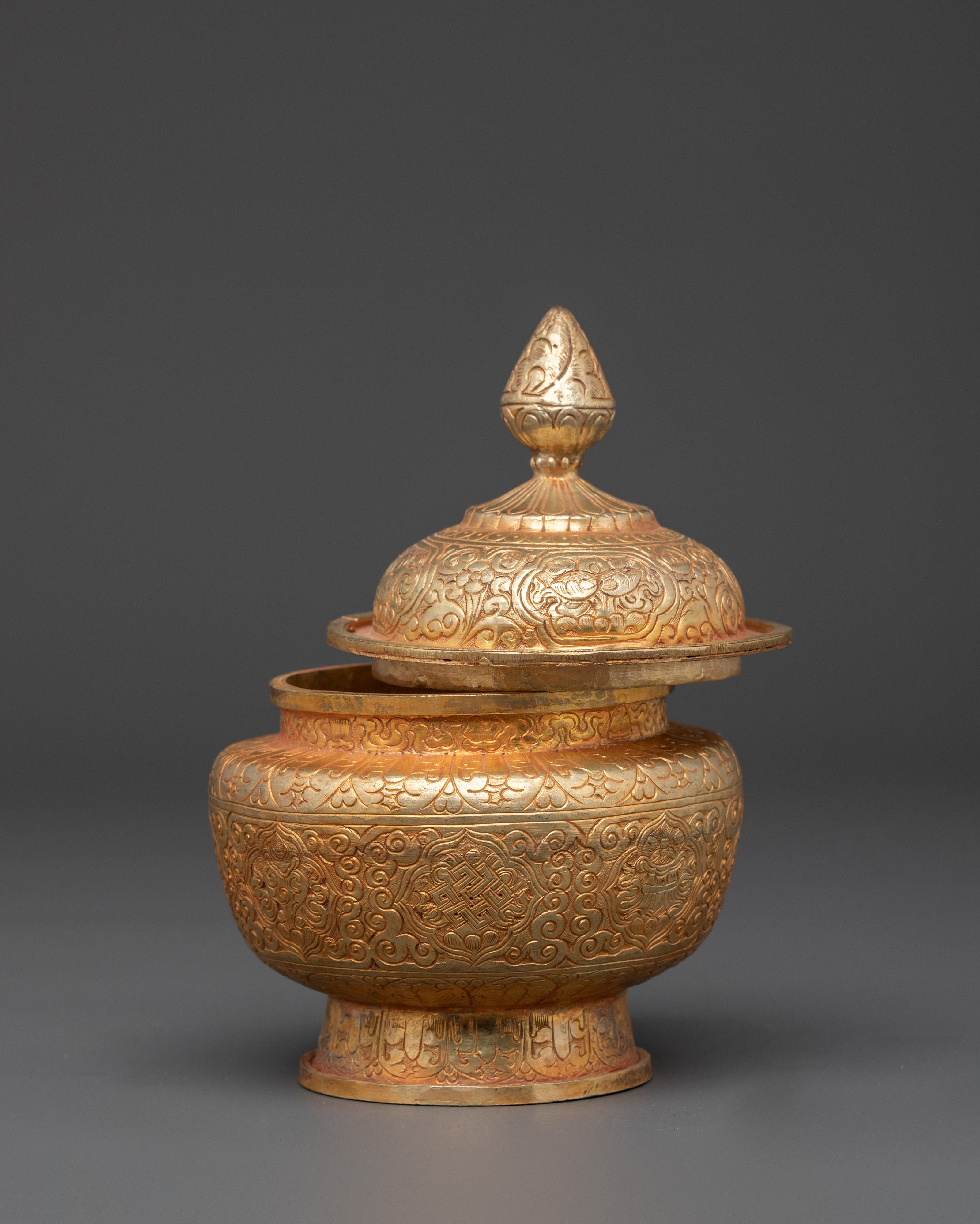 Buddhist Rice Offering Pot | Tibetan Ritual Offering Pot For Buddhist Altar