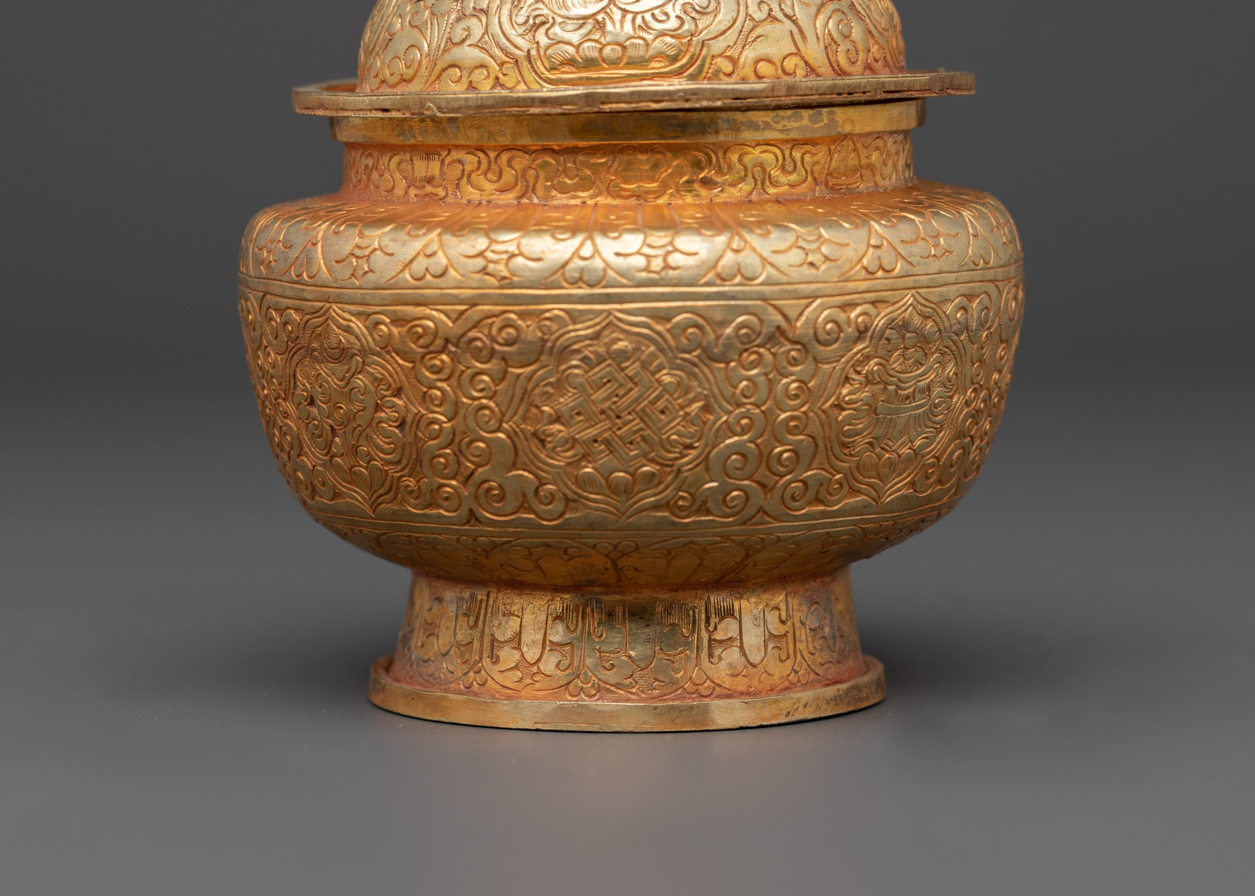 Buddhist Rice Offering Pot | Tibetan Ritual Offering Pot For Buddhist Altar