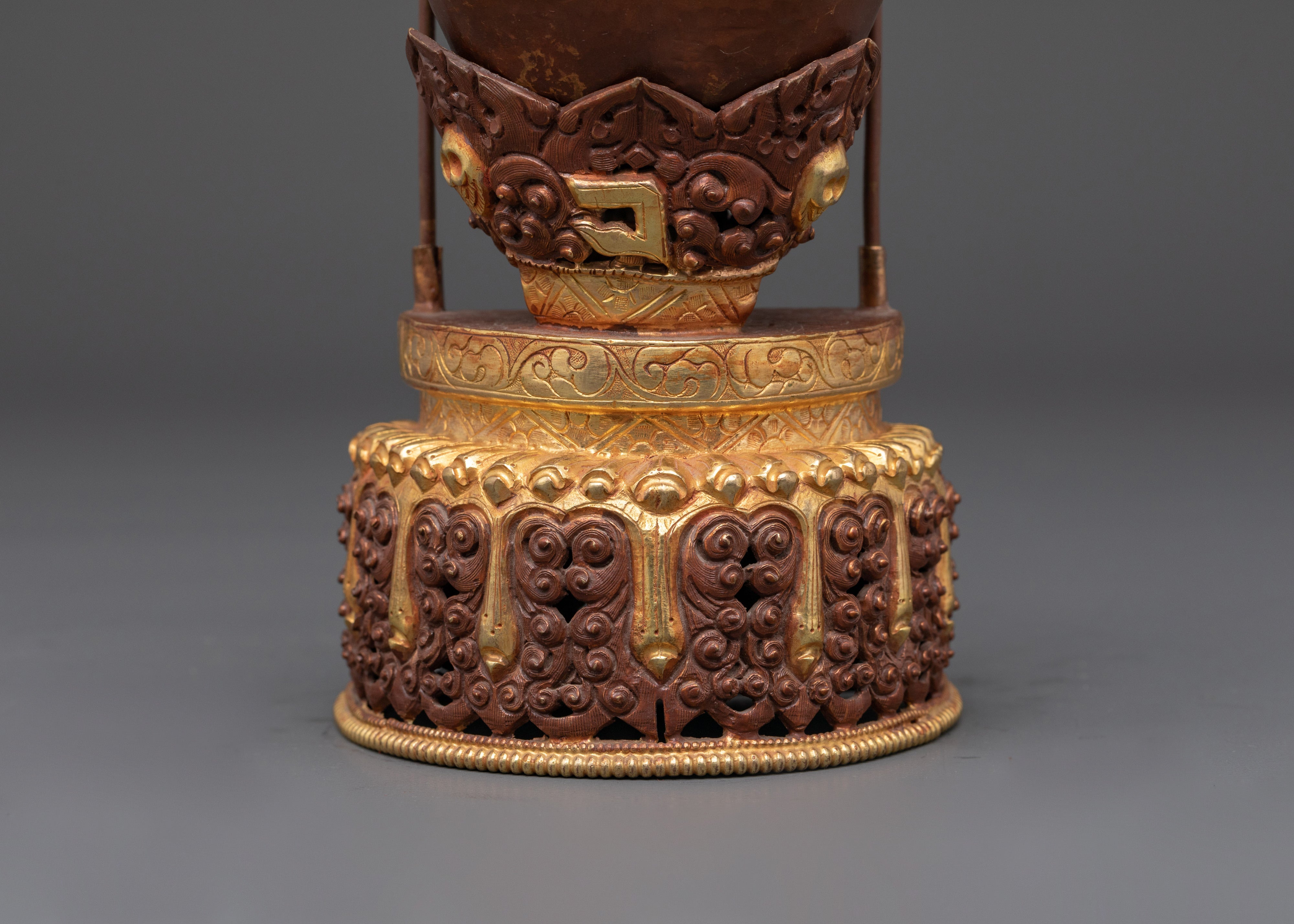 Handcrafted Tibetan Kapala Skull Cup | Buddhist Ritual Offering Vessel