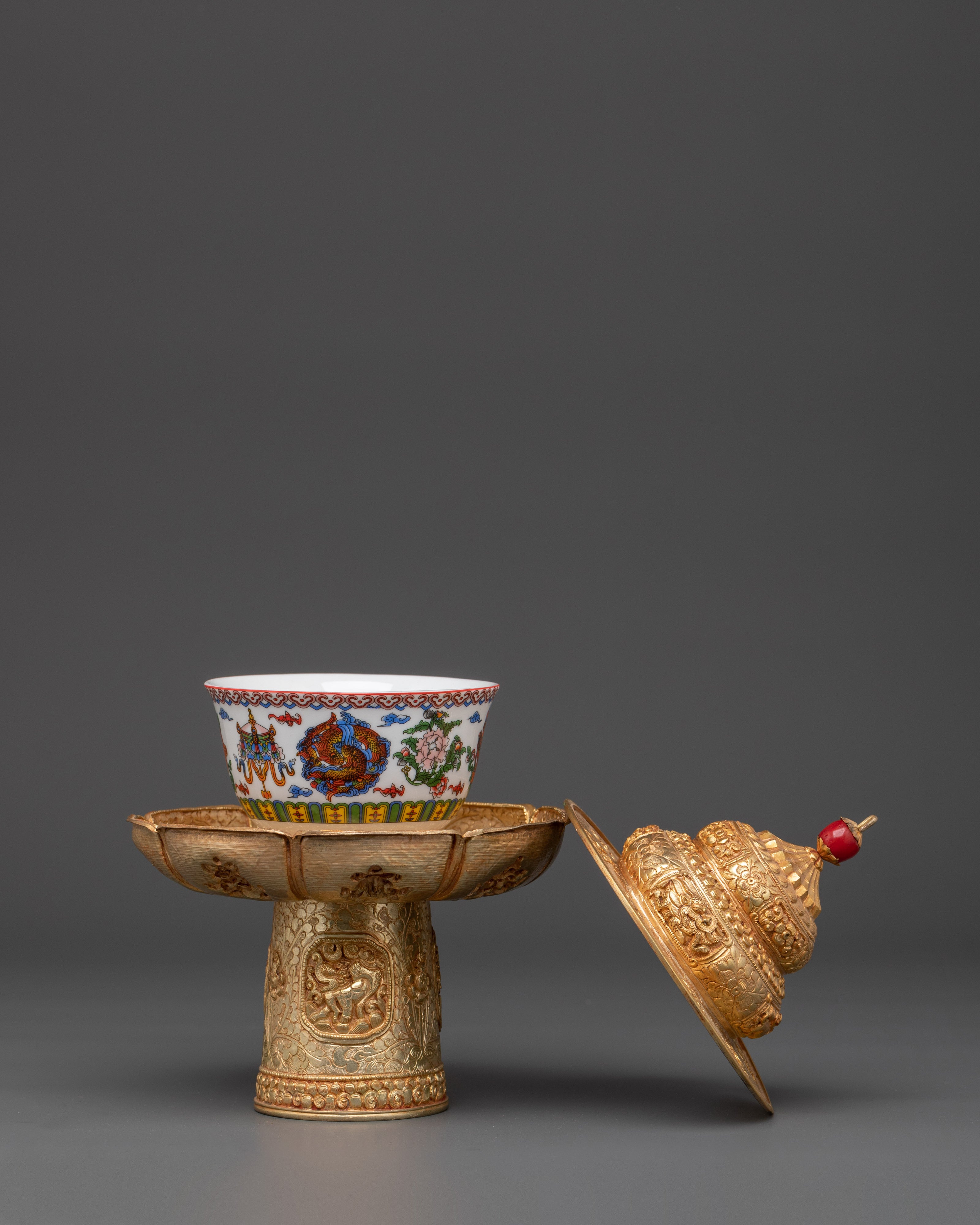 Handcrafted Gold Plated Tea Cup | Buddhist Tea Cup