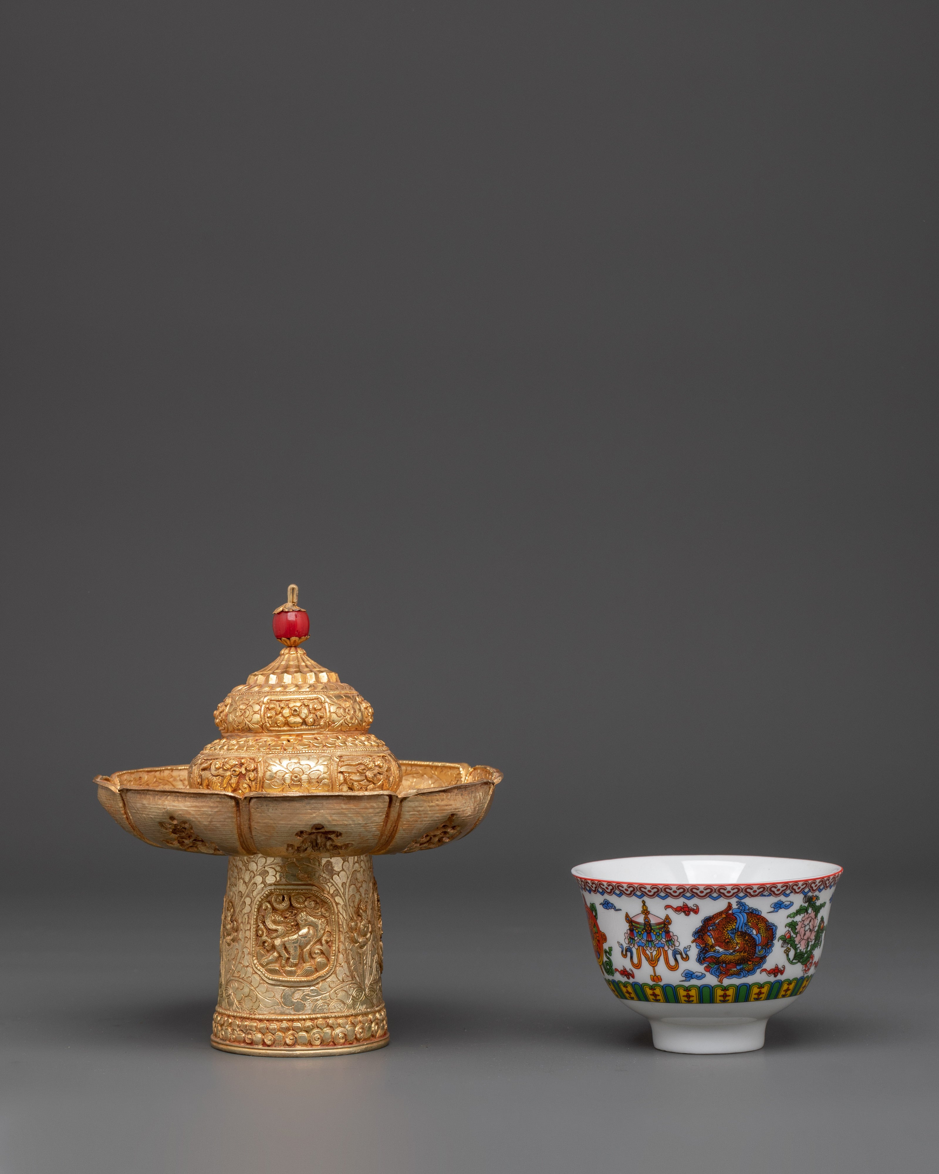 Handcrafted Gold Plated Tea Cup | Buddhist Tea Cup