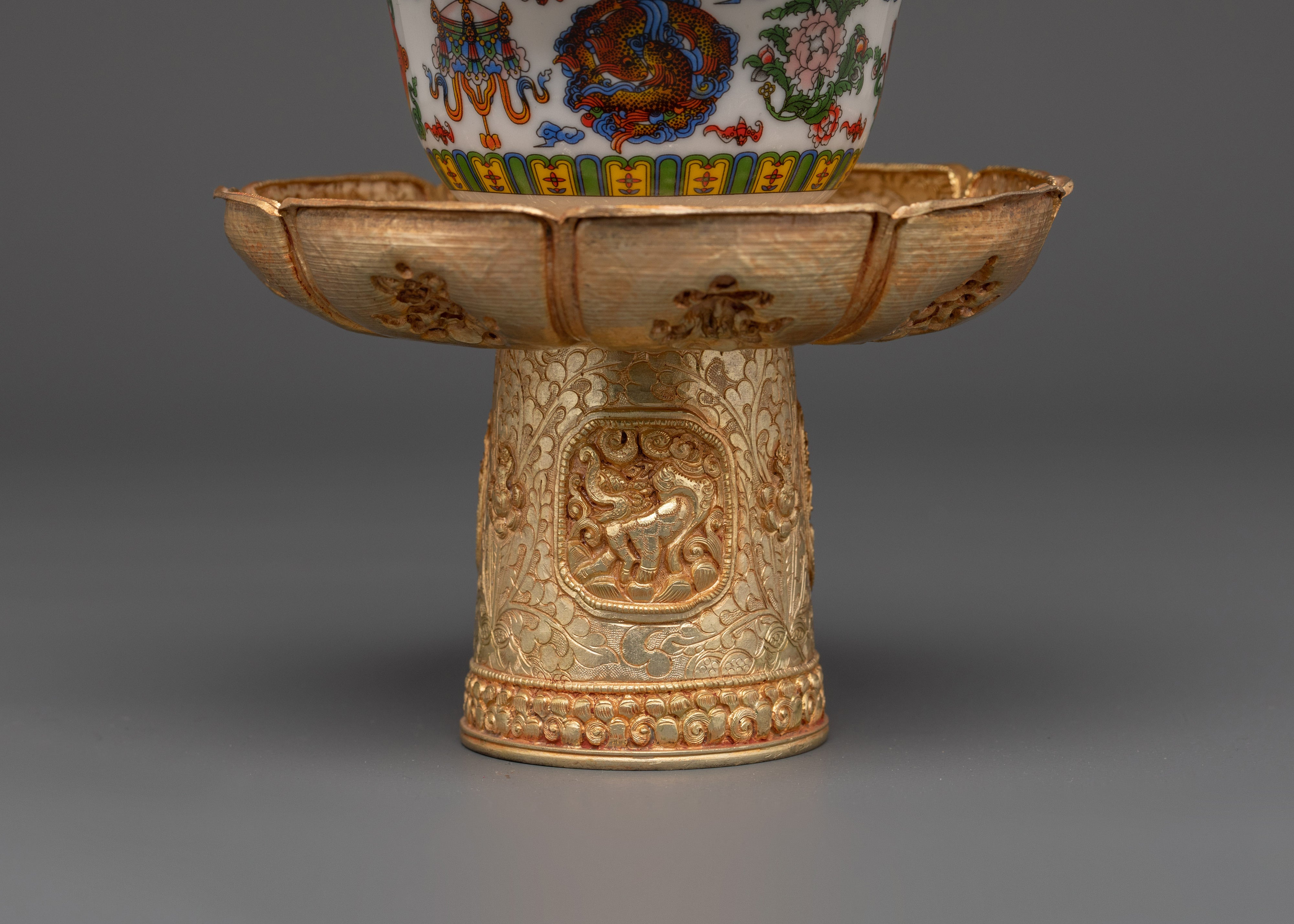 Handcrafted Gold Plated Tea Cup | Buddhist Tea Cup