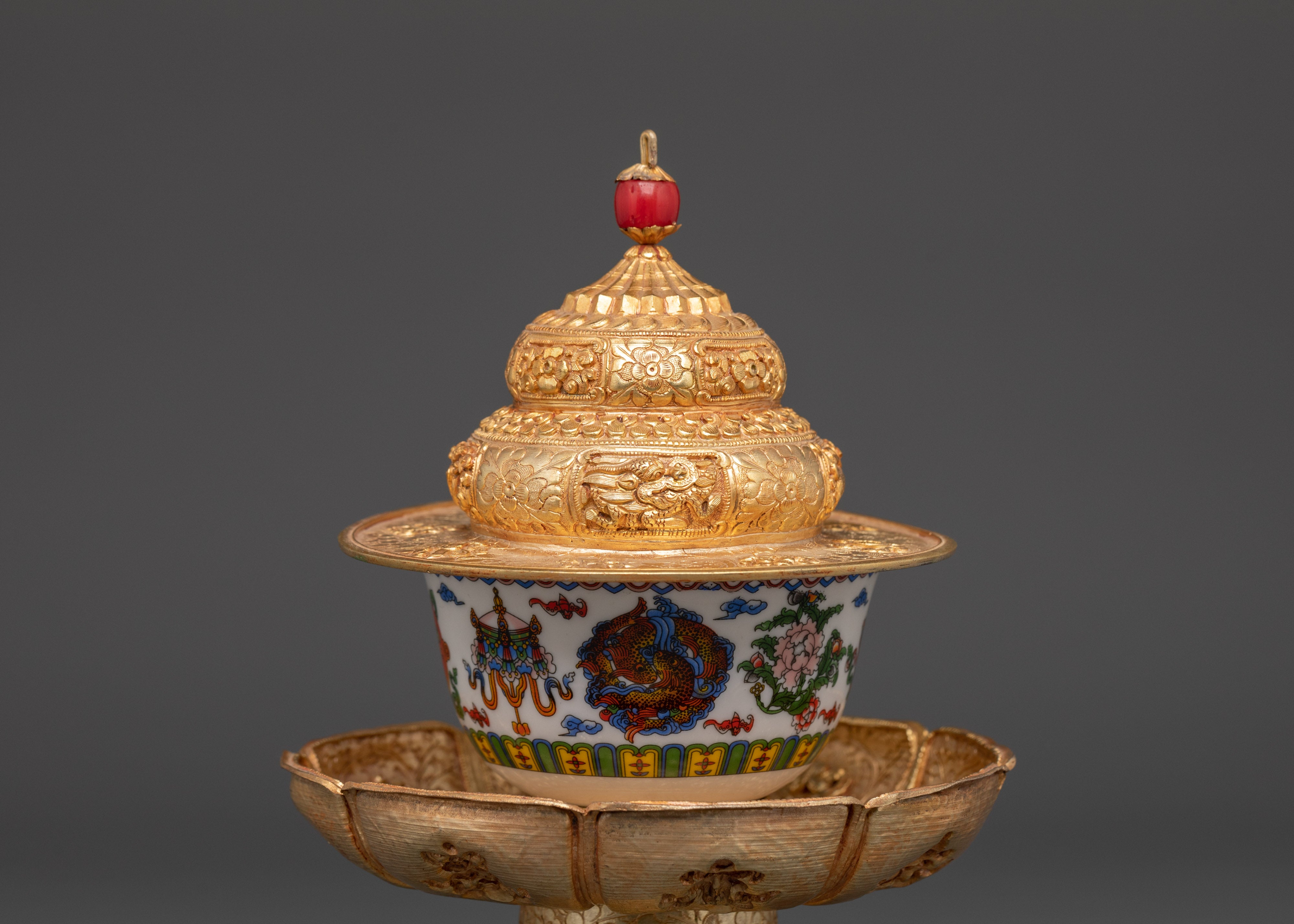 Handcrafted Gold Plated Tea Cup | Buddhist Tea Cup