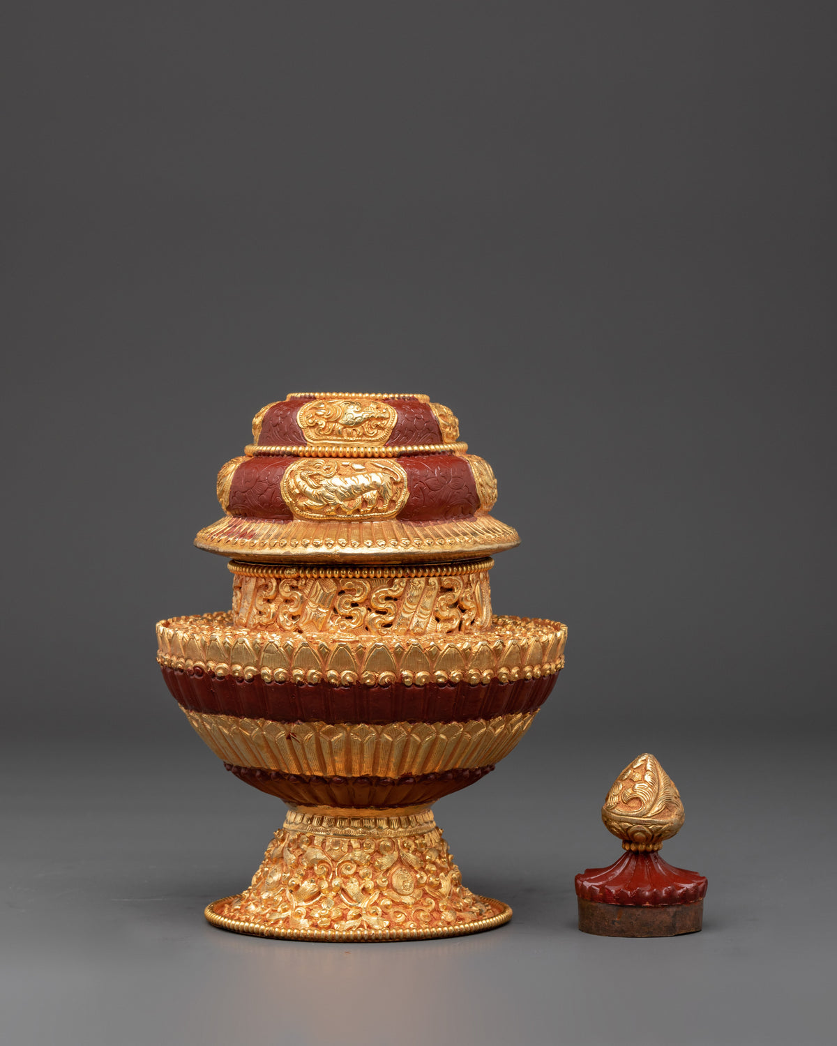 Handmade Tibetan Rice Offering Pot | Buddhist Ritual Vessel