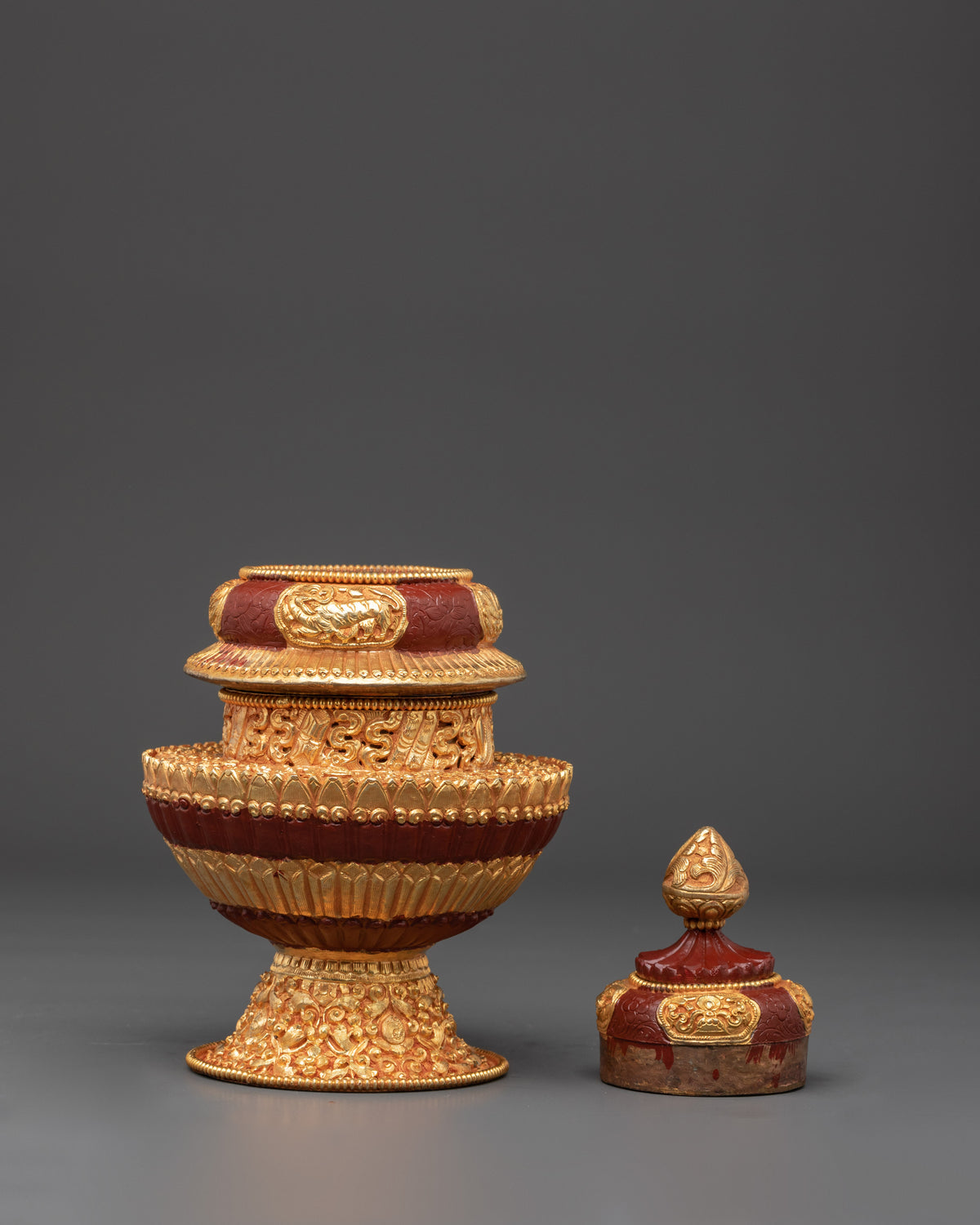 Handmade Tibetan Rice Offering Pot | Buddhist Ritual Vessel