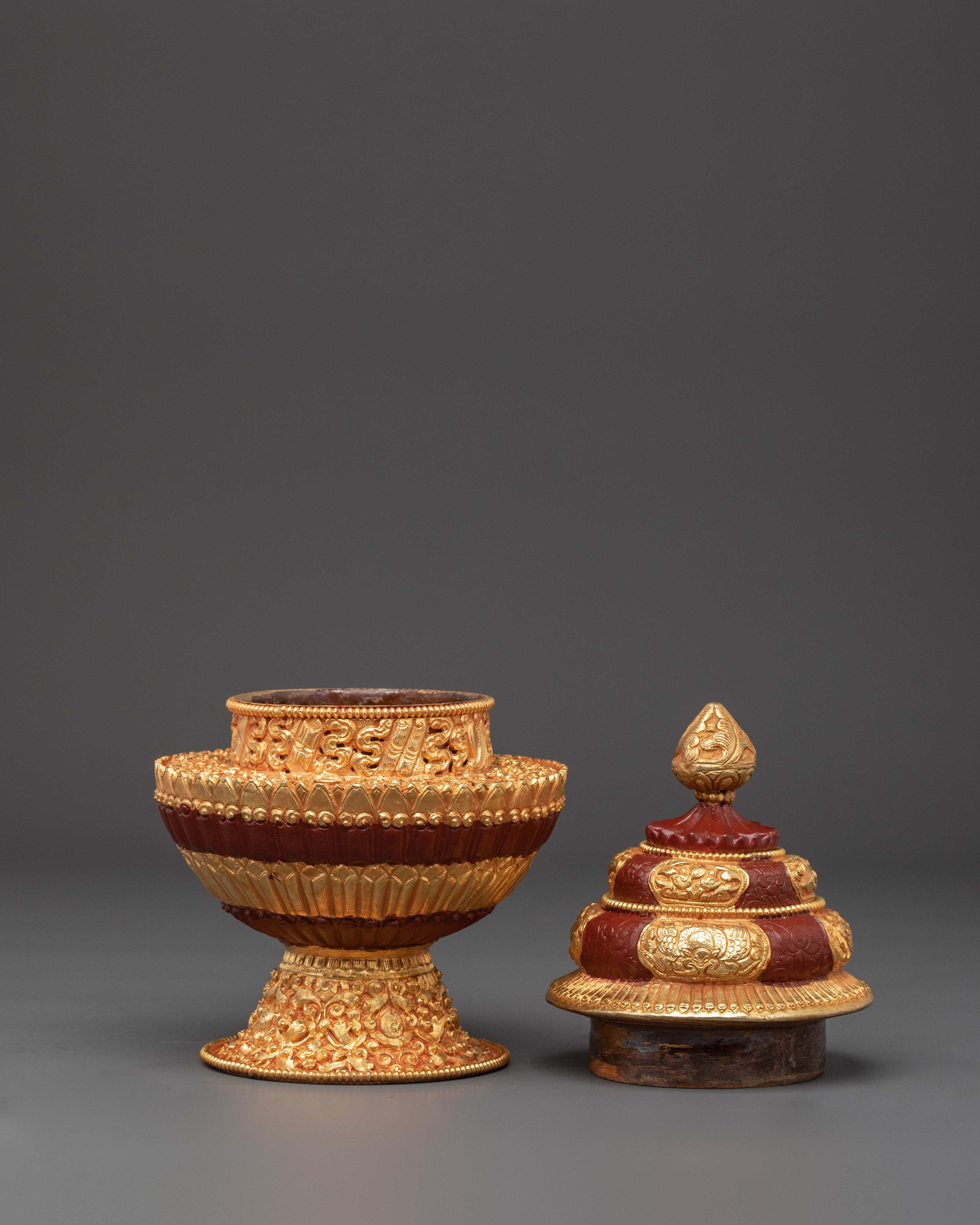 Handmade Tibetan Rice Offering Pot | Buddhist Ritual Vessel