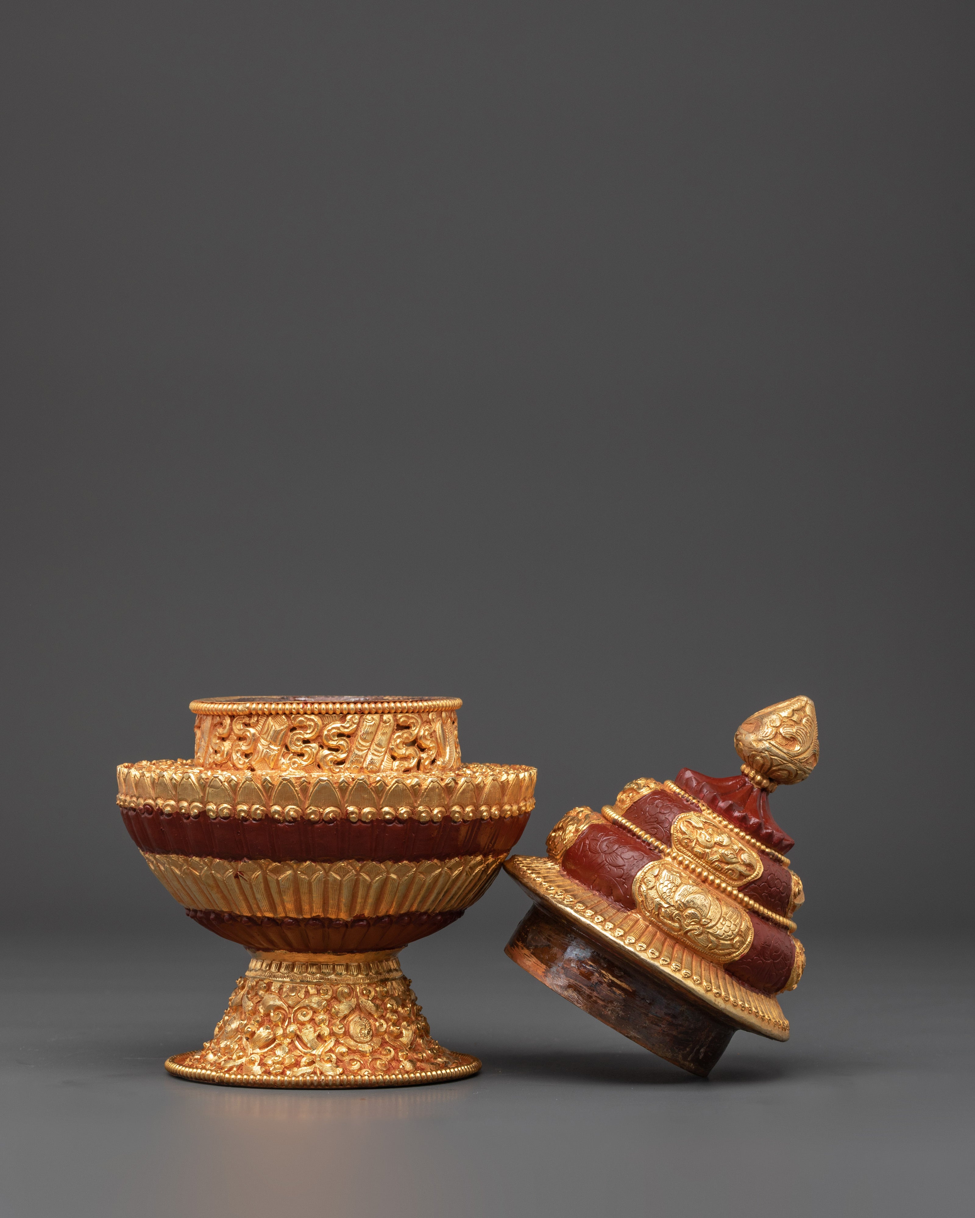 Handmade Tibetan Rice Offering Pot | Buddhist Ritual Vessel