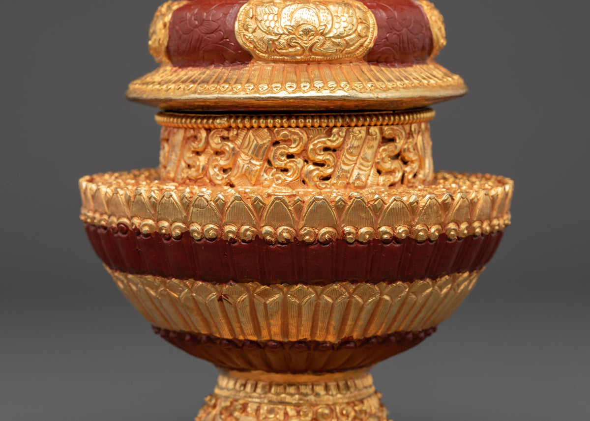 Handmade Tibetan Rice Offering Pot | Buddhist Ritual Vessel