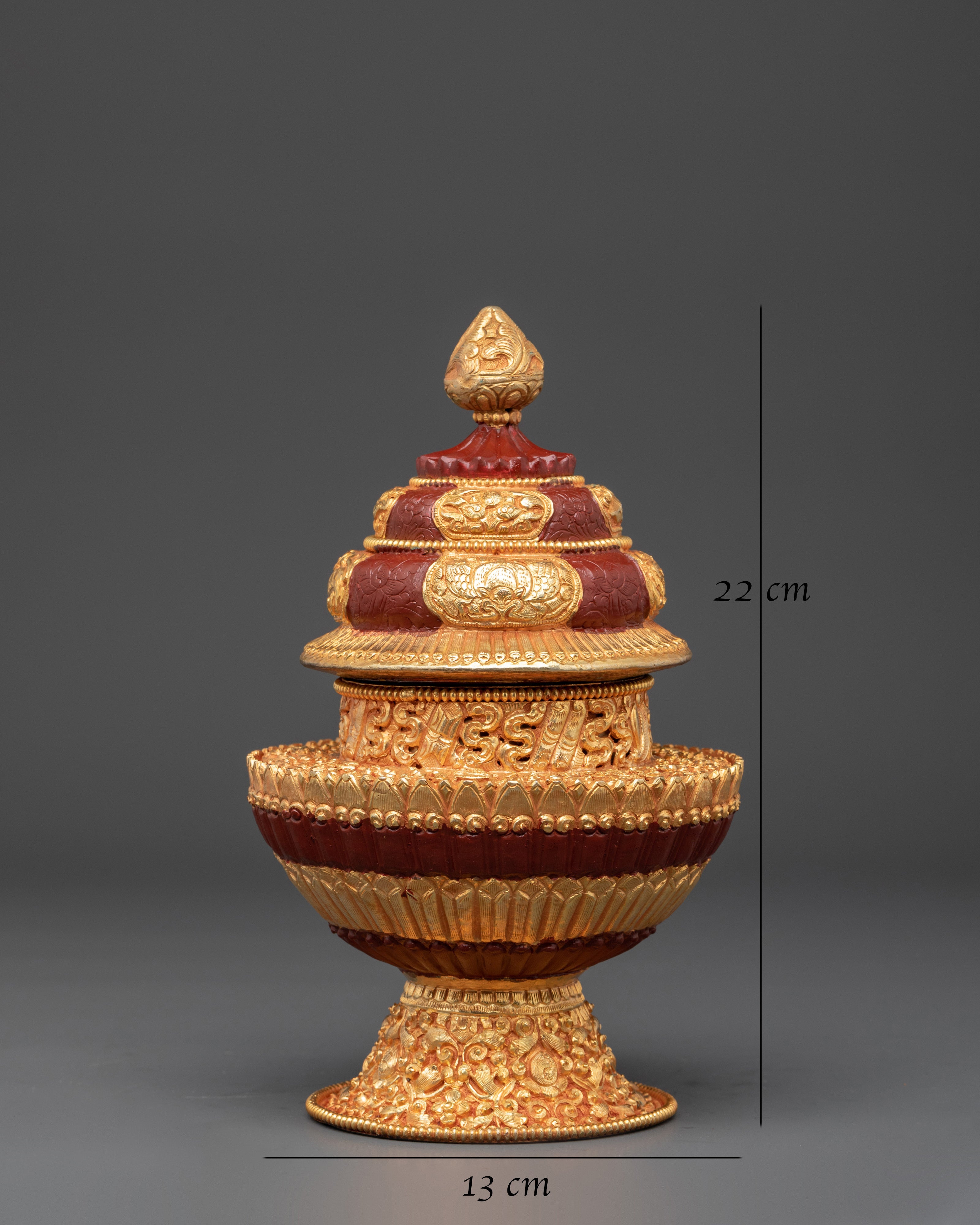 Handmade Tibetan Rice Offering Pot | Buddhist Ritual Vessel