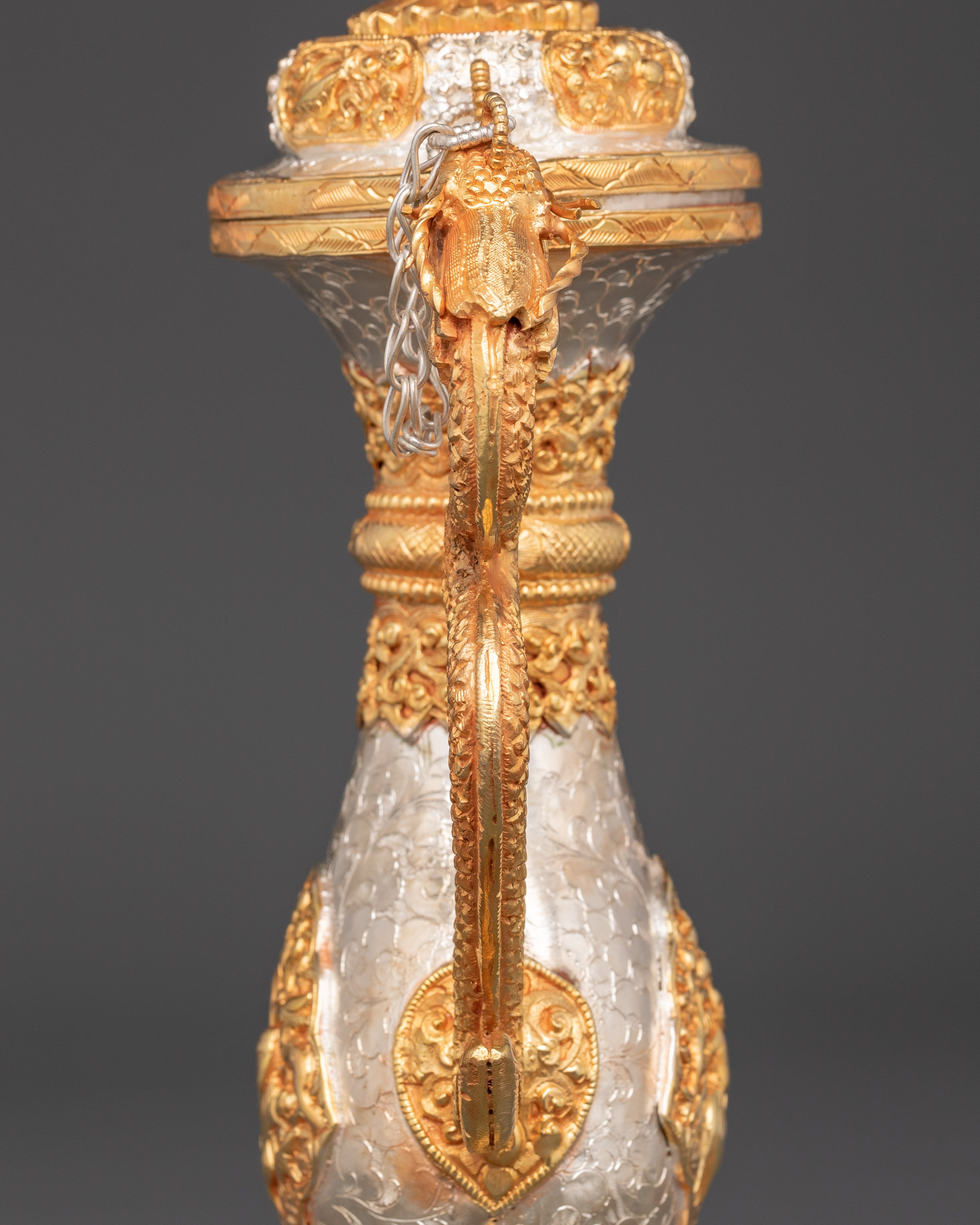 Handcrafted Tibetan Bhumba Ritual Vase | Water Offering Vessel with Dragon Handle