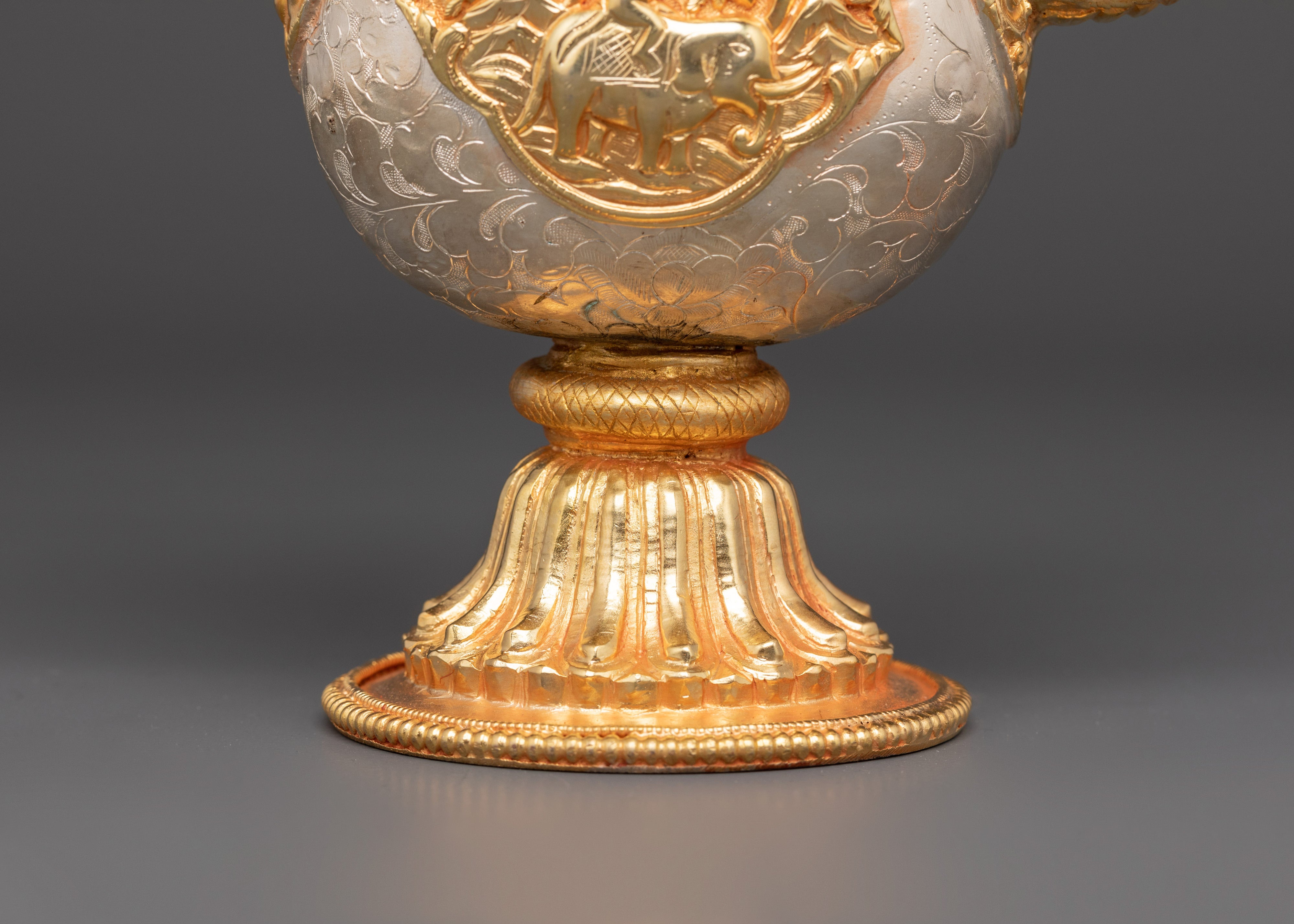 Handcrafted Tibetan Bhumba Ritual Vase | Water Offering Vessel with Dragon Handle
