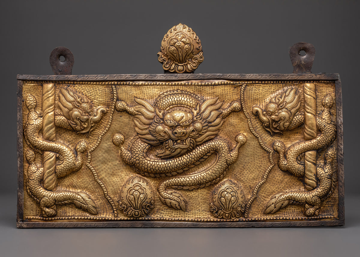 Buddhist Brass Wall Hanging | Spiritual Ritual Shrine Decor
