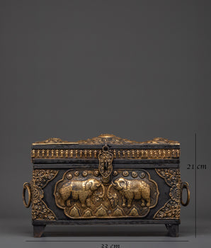 Treasure Chest Decor |  Chest with Elephant Carvings