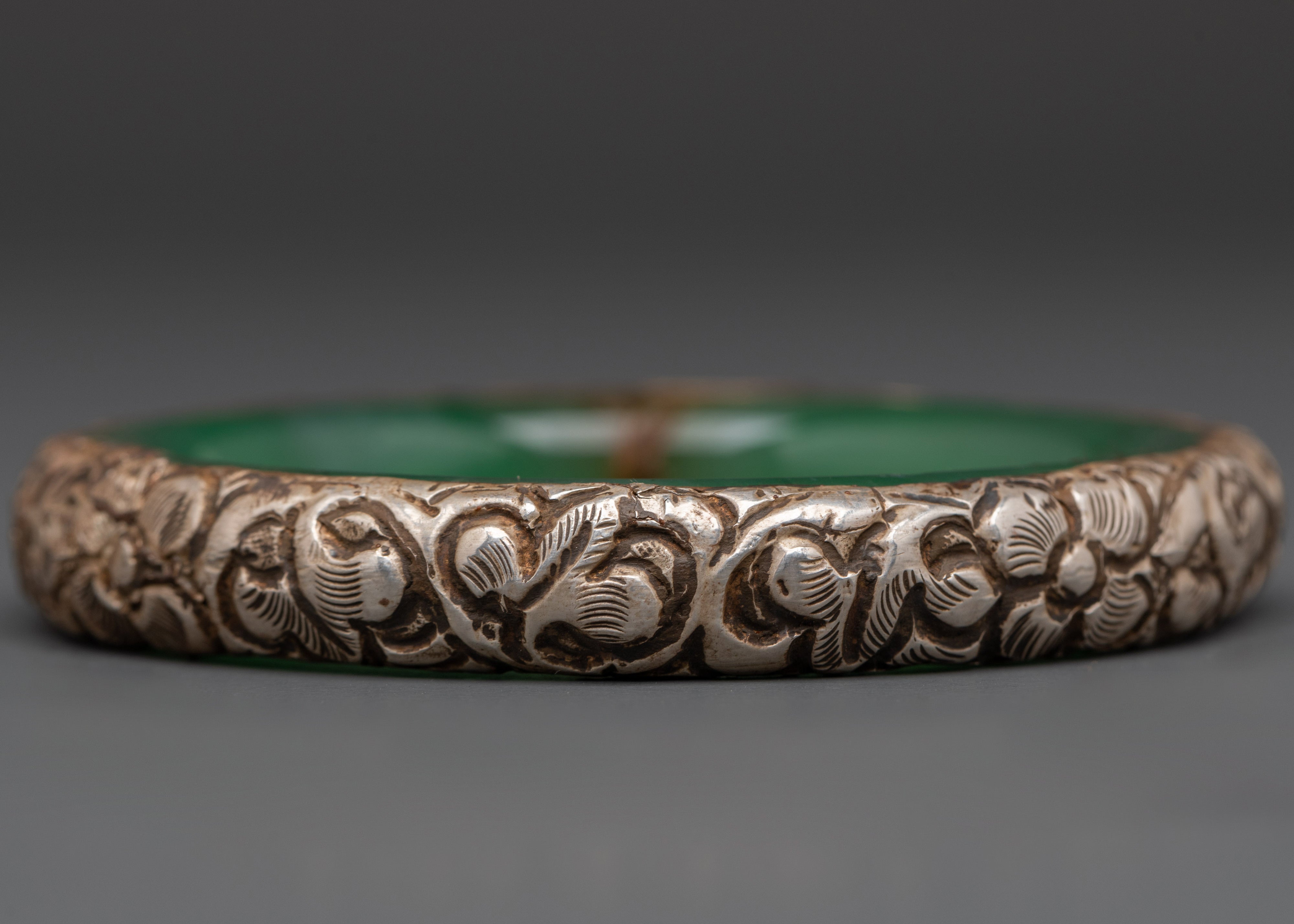 Silver-Plated Bangle | Buddhist Hand Jewelry