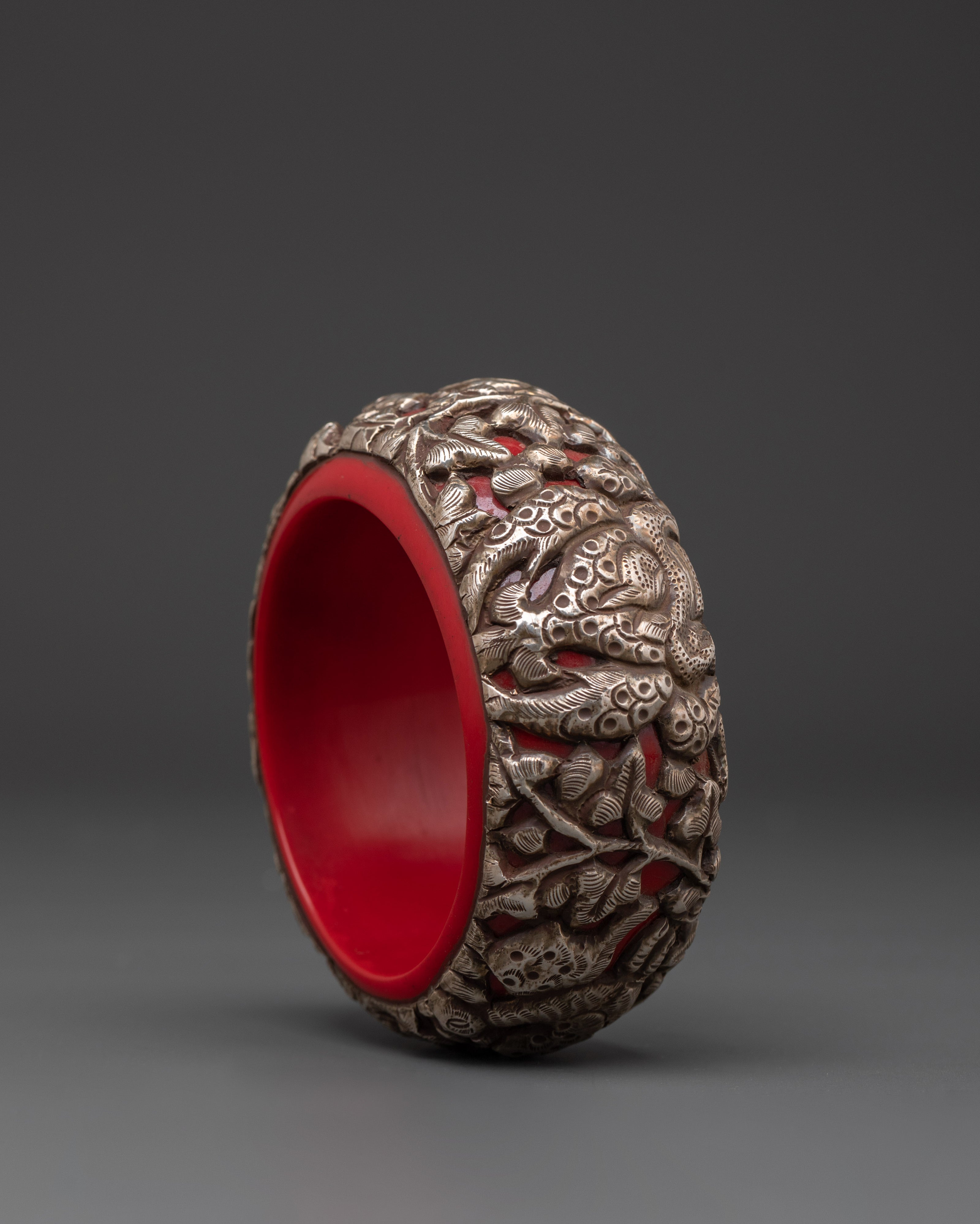 Silver Plated Bracelet With Carving | Hand Jewelry