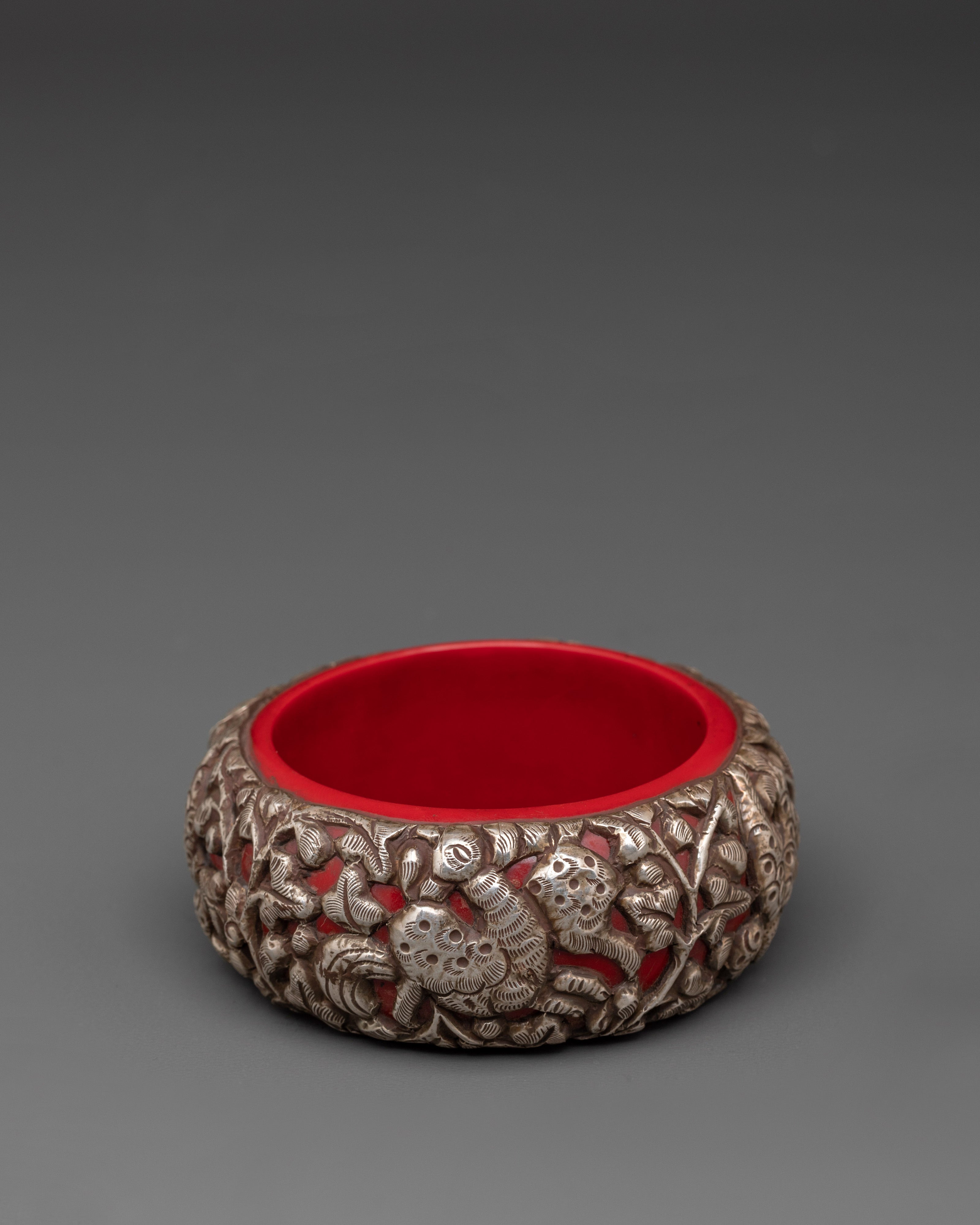 Silver Plated Bracelet With Carving | Hand Jewelry
