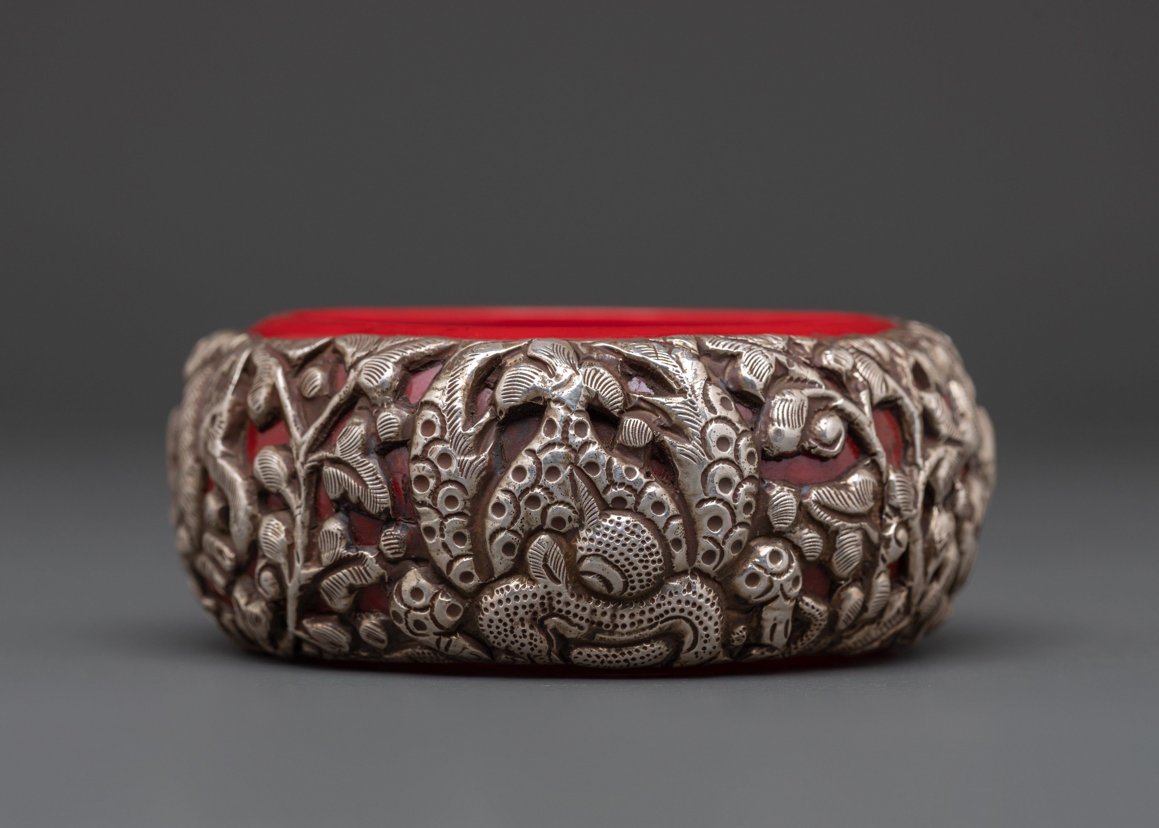 Silver Plated Bracelet With Carving | Hand Jewelry