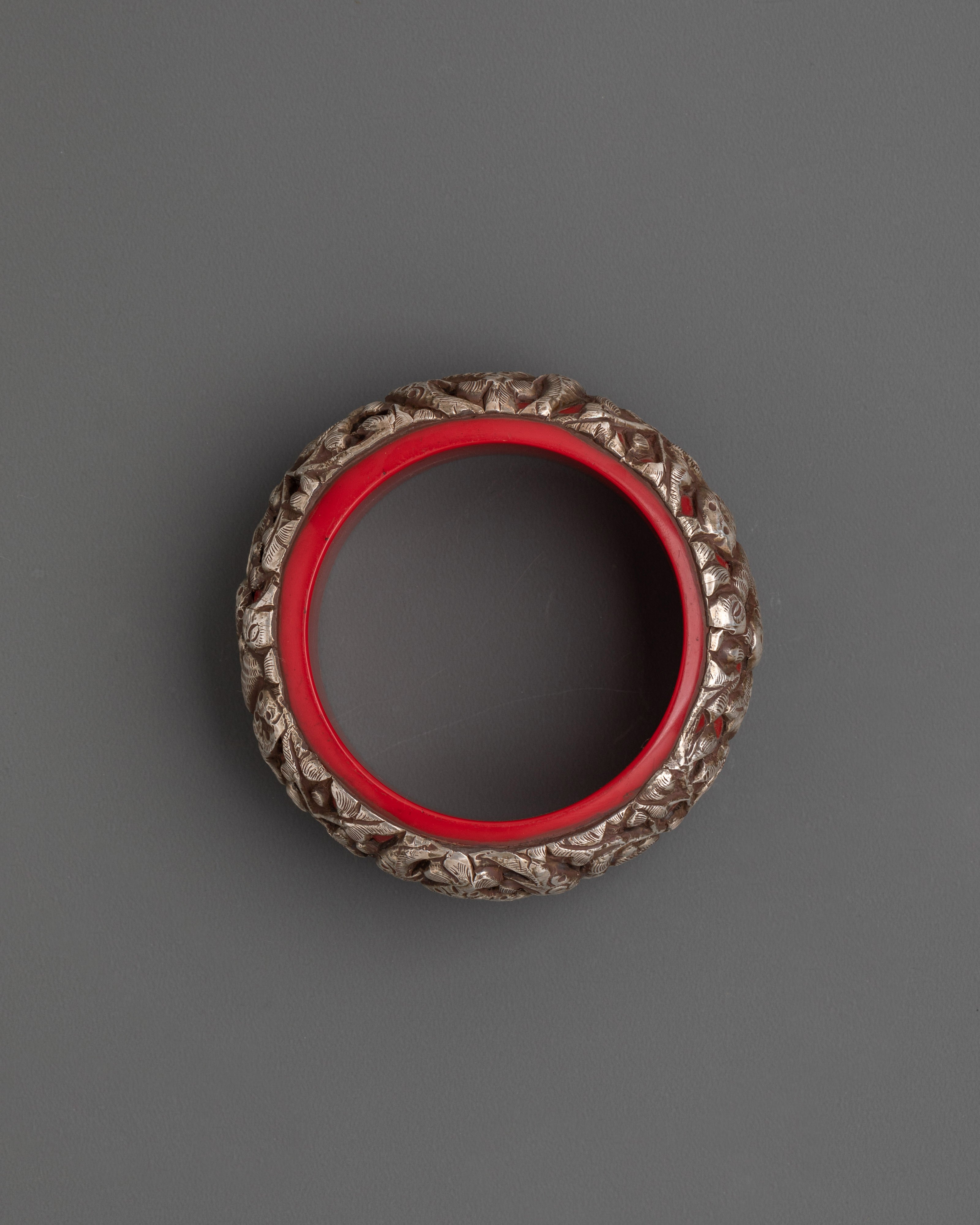 Silver Plated Bracelet With Carving | Hand Jewelry
