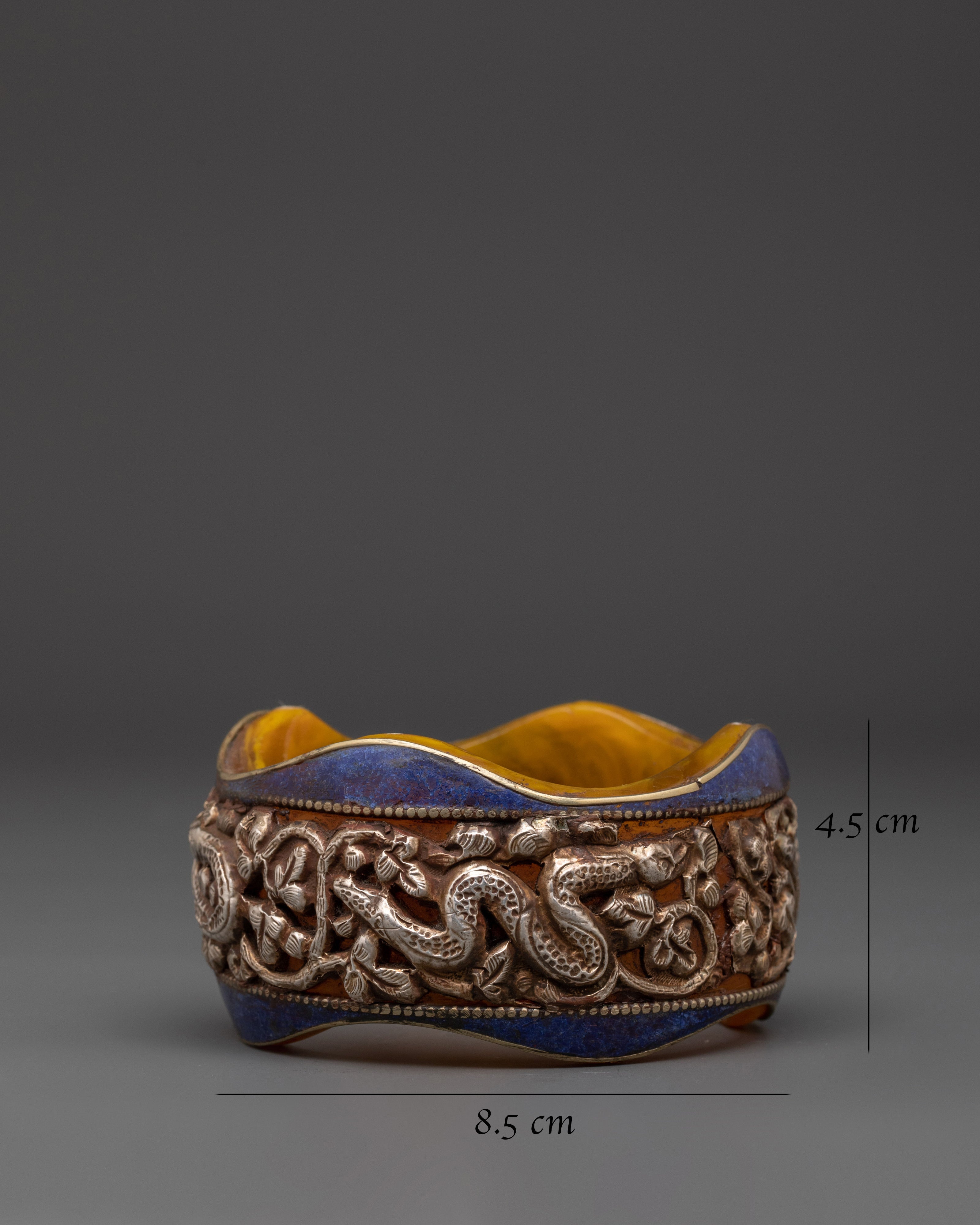 Snake Carved Bangle | Silver Plated Resin Bracelet
