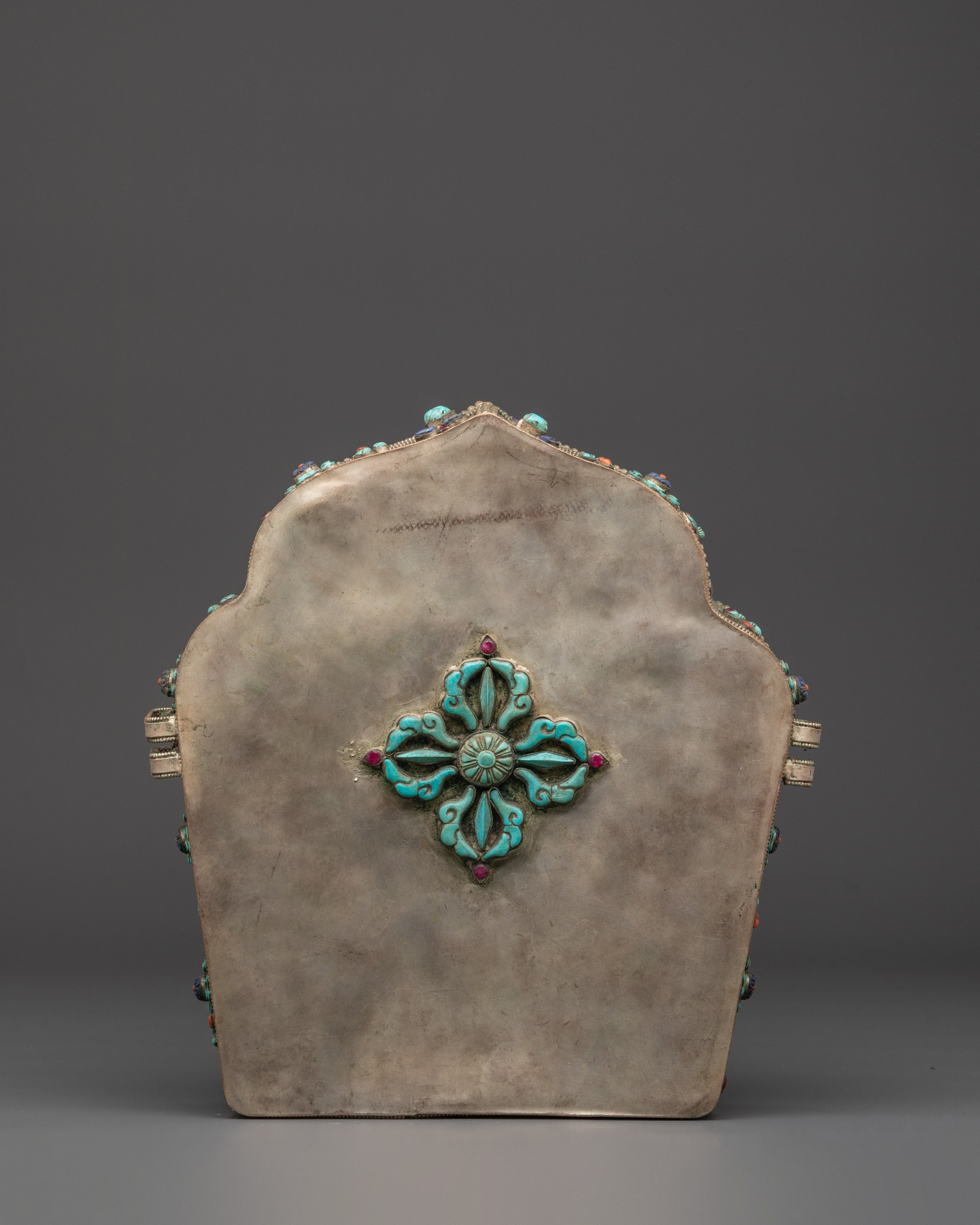 Copper Ghau Box with Coral | Handcrafted Tibetan Ghau Box