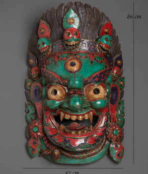 Tibetan Mahakala Mask Wall Hanging | Tantric Ritual Home Decor