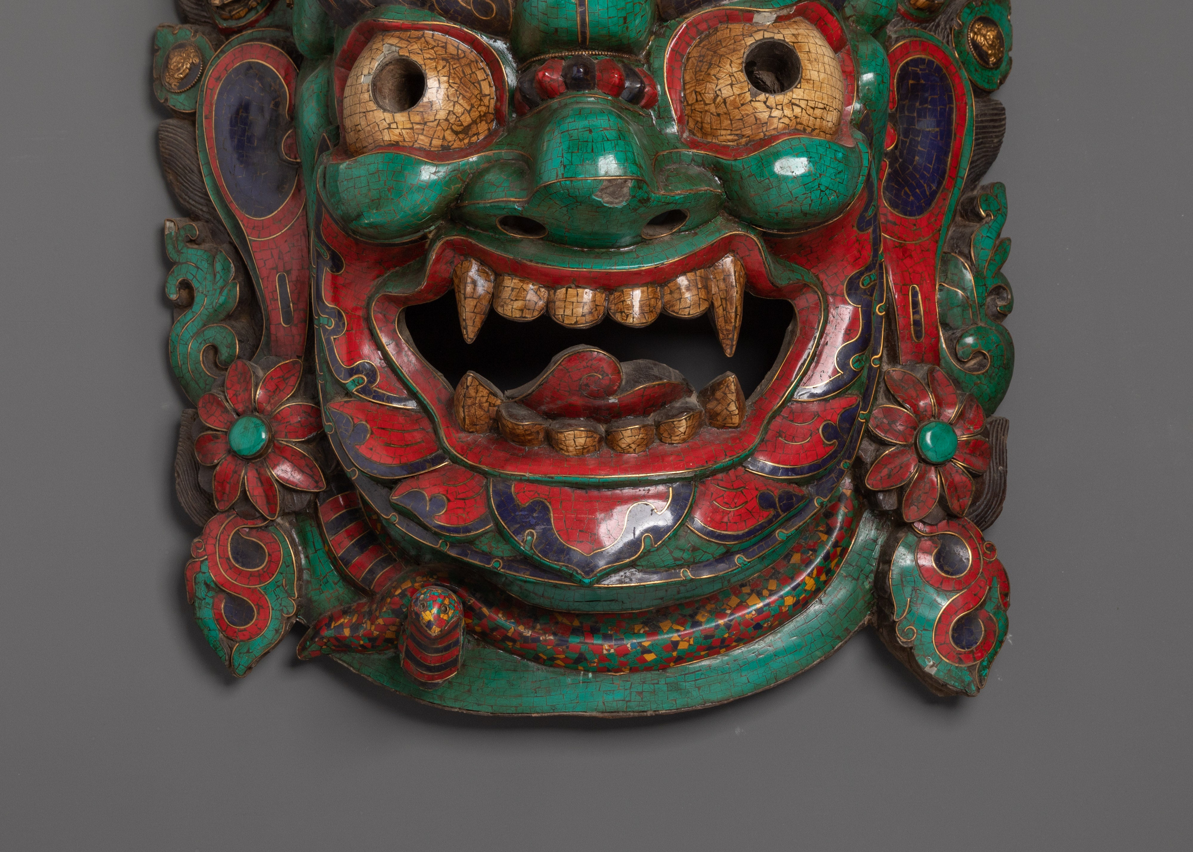 Tibetan Mahakala Mask Wall Hanging | Tantric Ritual Home Decor