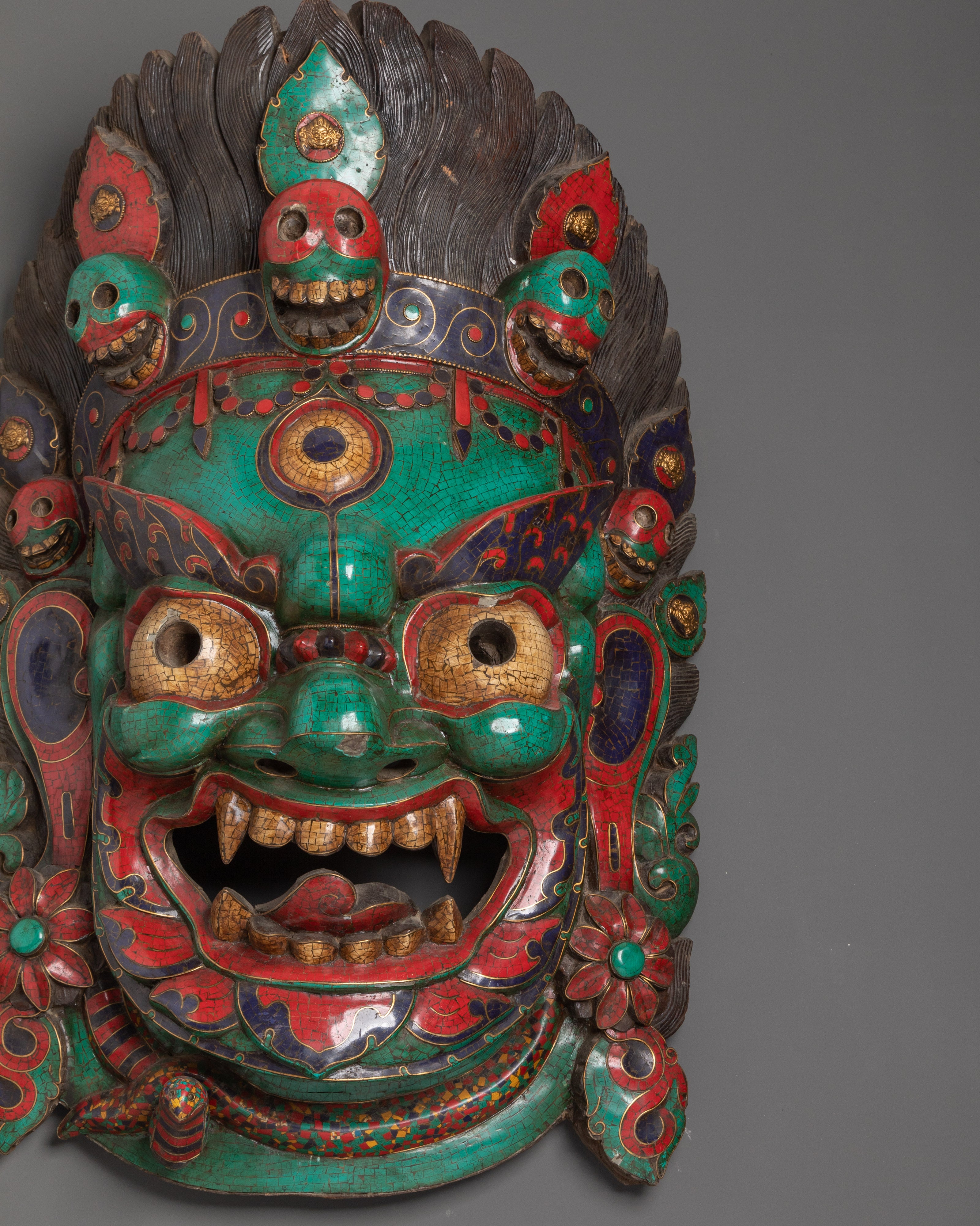 Tibetan Mahakala Mask Wall Hanging | Tantric Ritual Home Decor