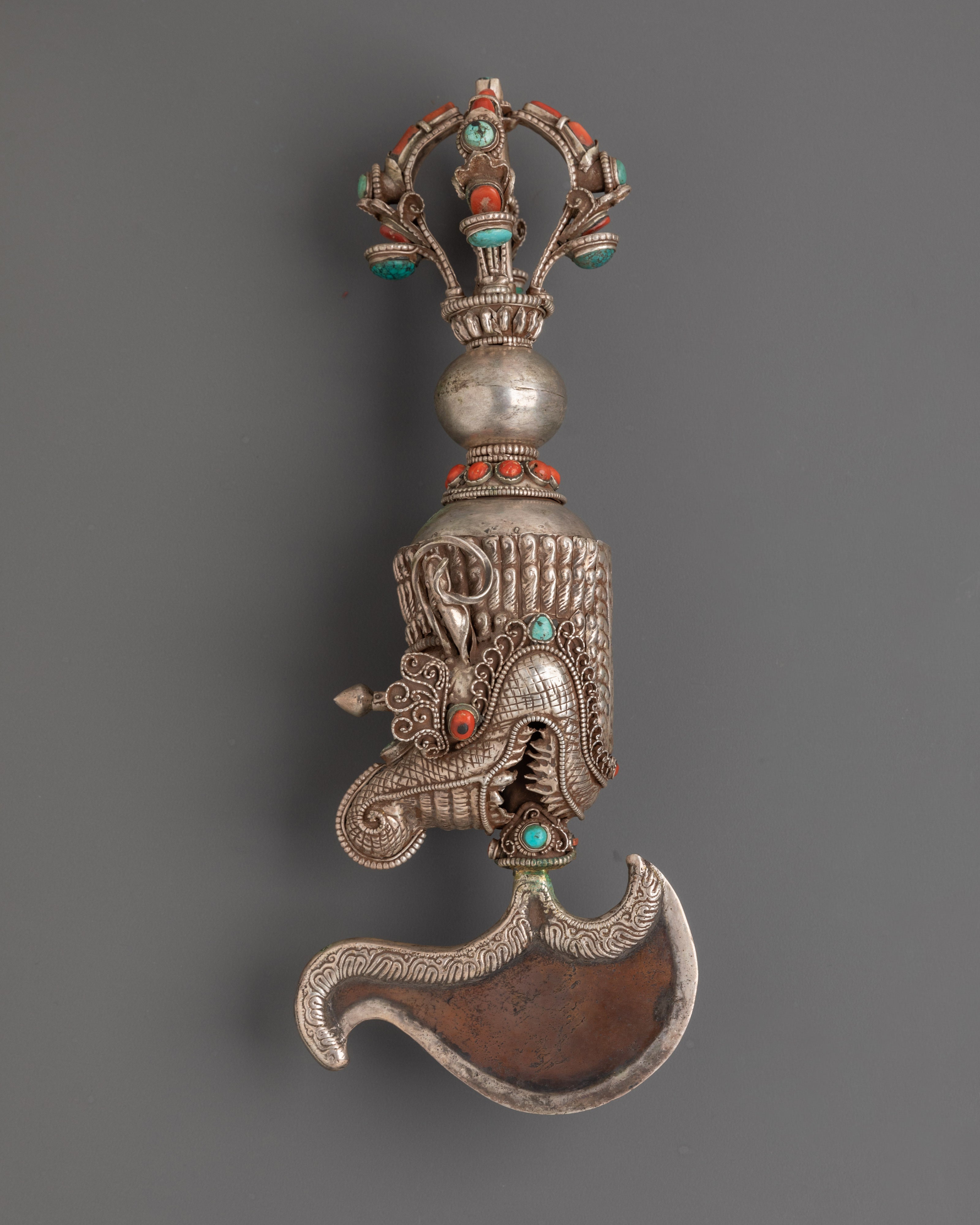 Tibetan Ceremonial Kartika Knife | Traditional Vajrayana Ritual Cleaver