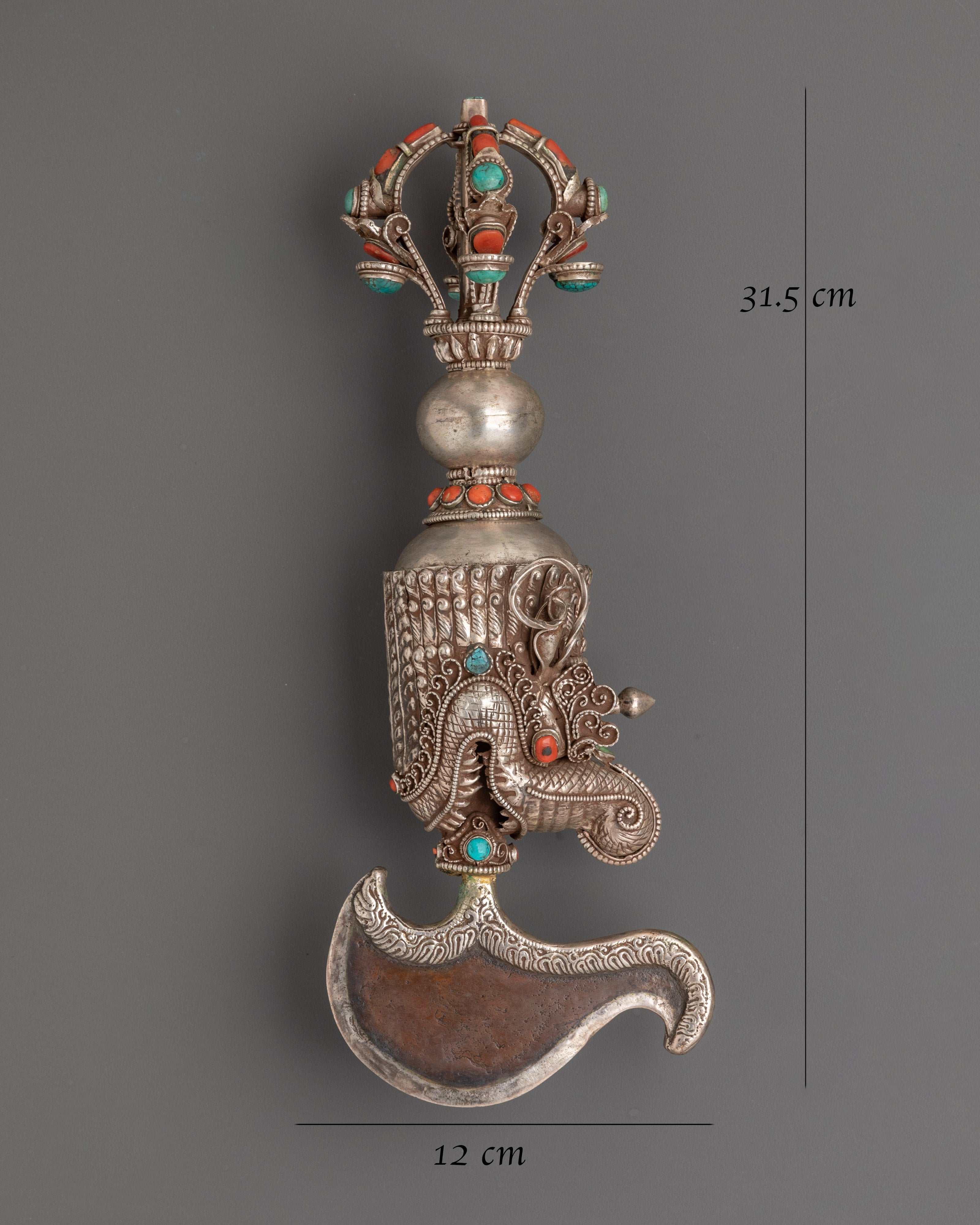 Tibetan Ceremonial Kartika Knife | Traditional Vajrayana Ritual Cleaver