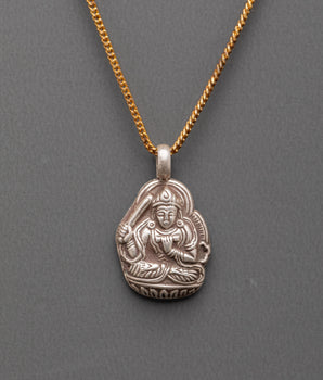 Buddhist Silver Pendant | Himalayan Spiritual Jewelry for Protection & Meditation