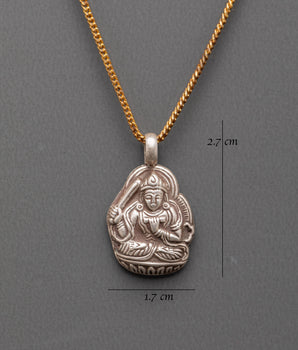 Buddhist Silver Pendant | Himalayan Spiritual Jewelry for Protection & Meditation