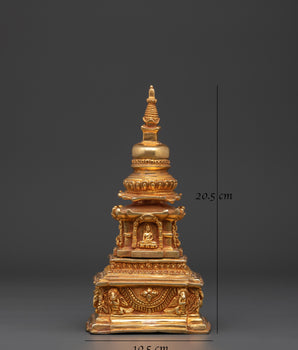 Copper Stupa with Gold Plating | Spiritual Decor