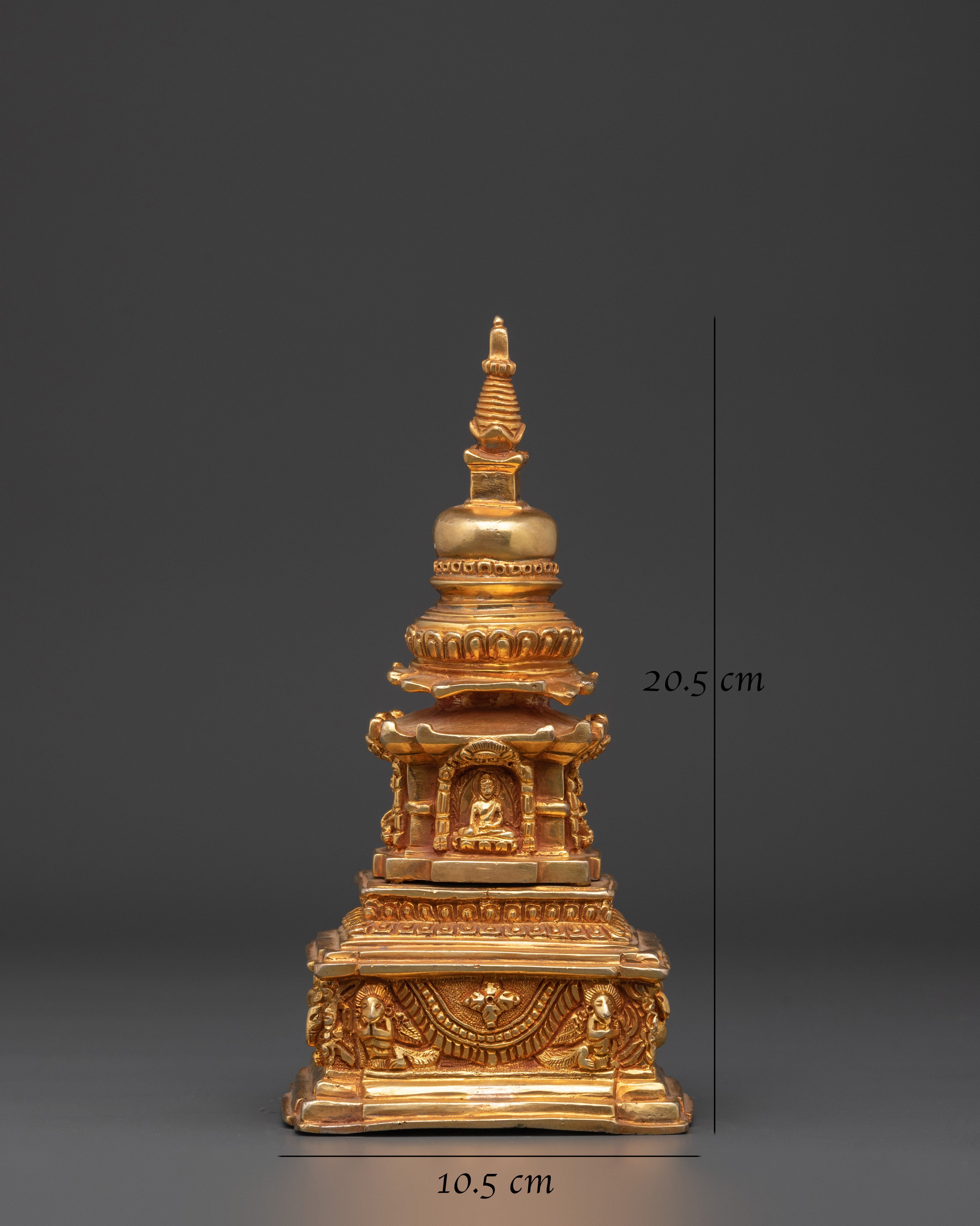 Copper Stupa with Gold Plating | Spiritual Decor