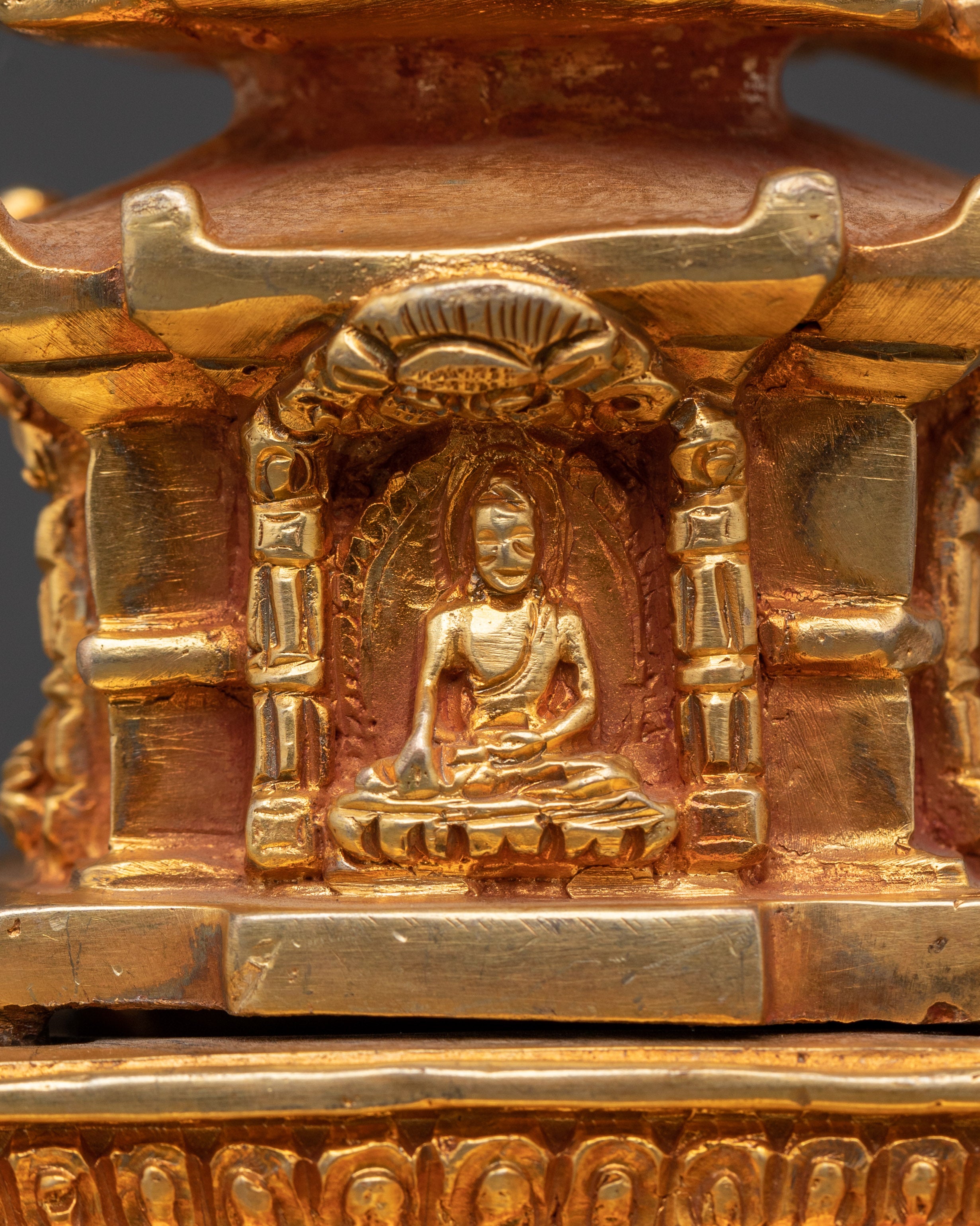Copper Stupa with Gold Plating | Spiritual Decor