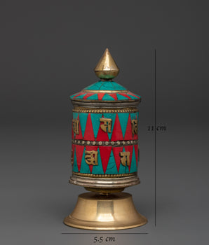 Spiritual Tibetan Decor Prayer Wheel | Sacred Meditation & Home Altar Decor