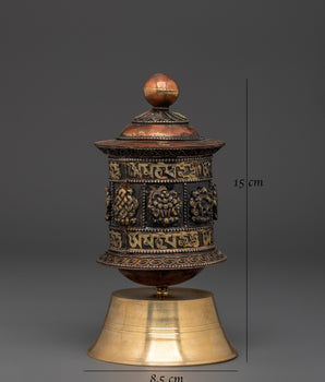 Traditional Himalayan Prayer Wheel | Eight Auspicious Symbols Wheel