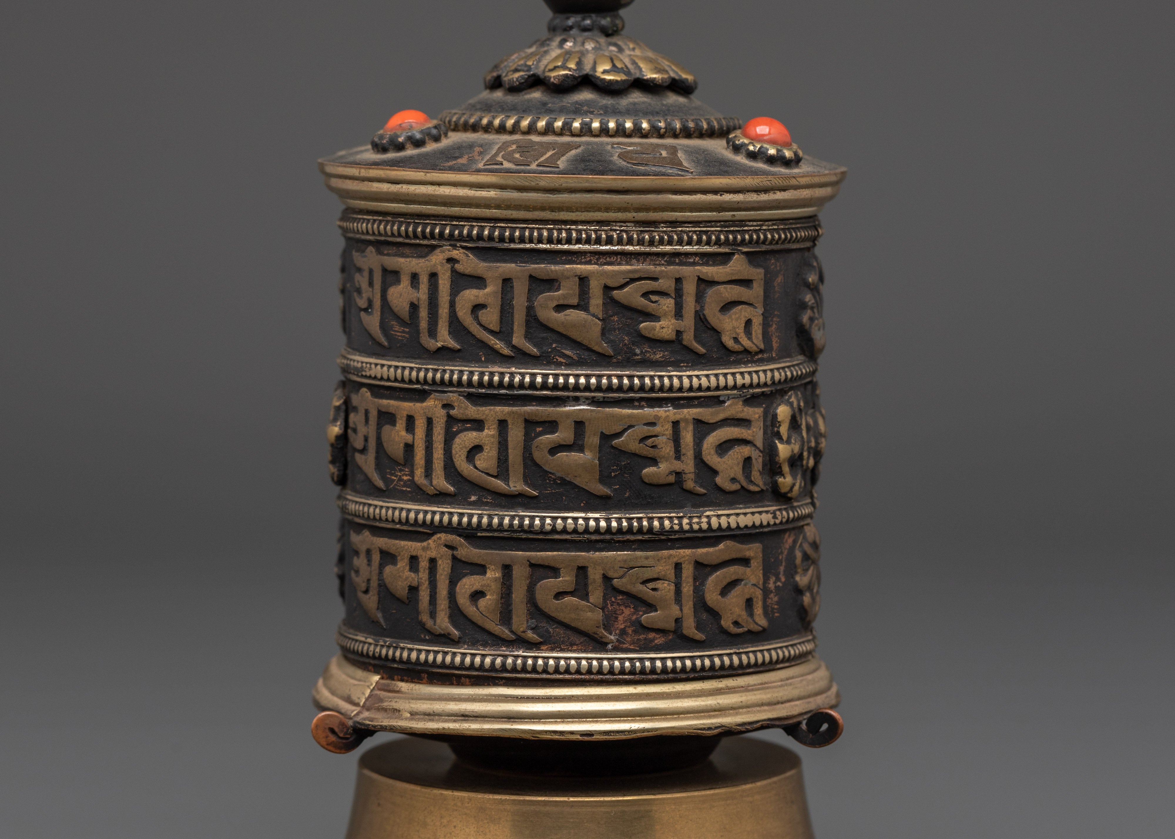 Buddhist Mantra Spinning Wheel | Meditation Decor for Peace