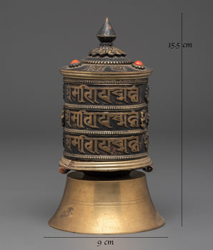 Buddhist Mantra Spinning Wheel | Meditation Decor for Peace