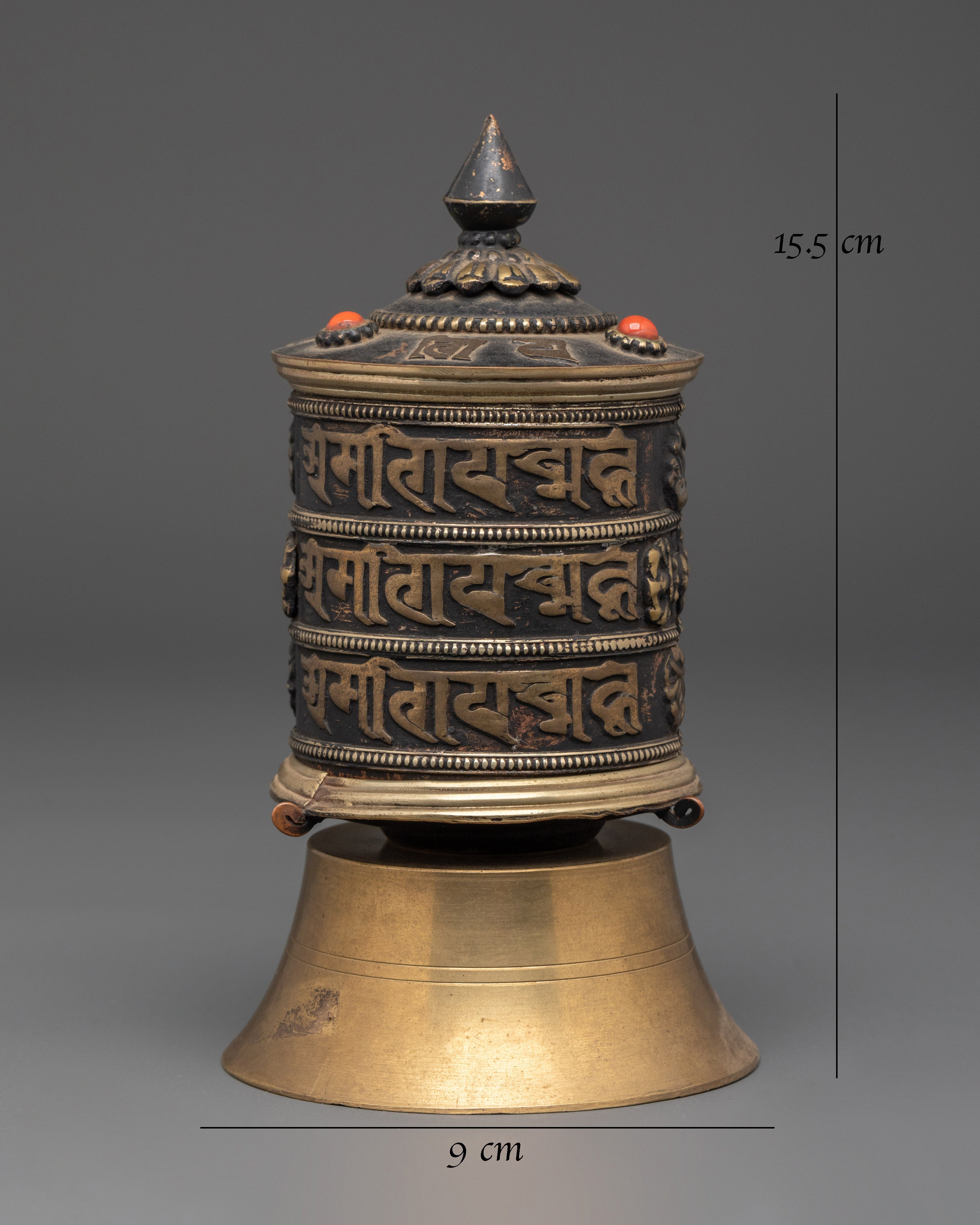 Buddhist Mantra Spinning Wheel | Meditation Decor for Peace