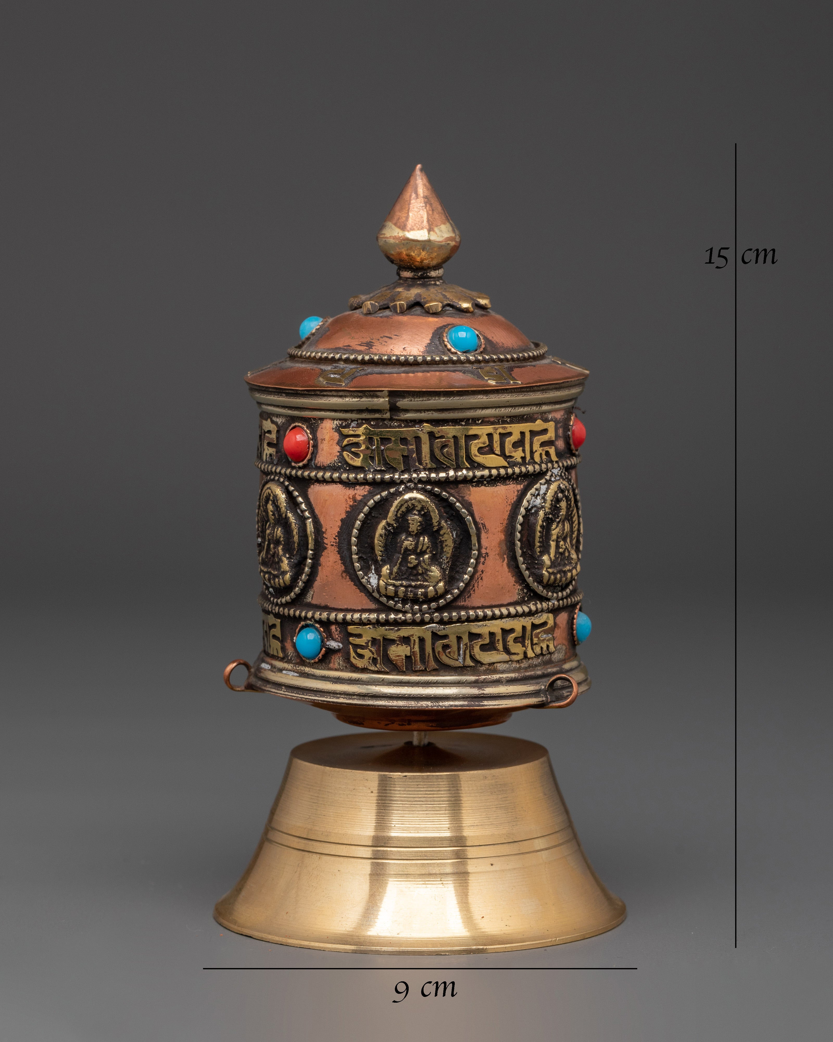 Handmade Tibetan Mantra Prayer Wheel | Copper and Brass Buddhist Meditation Wheel