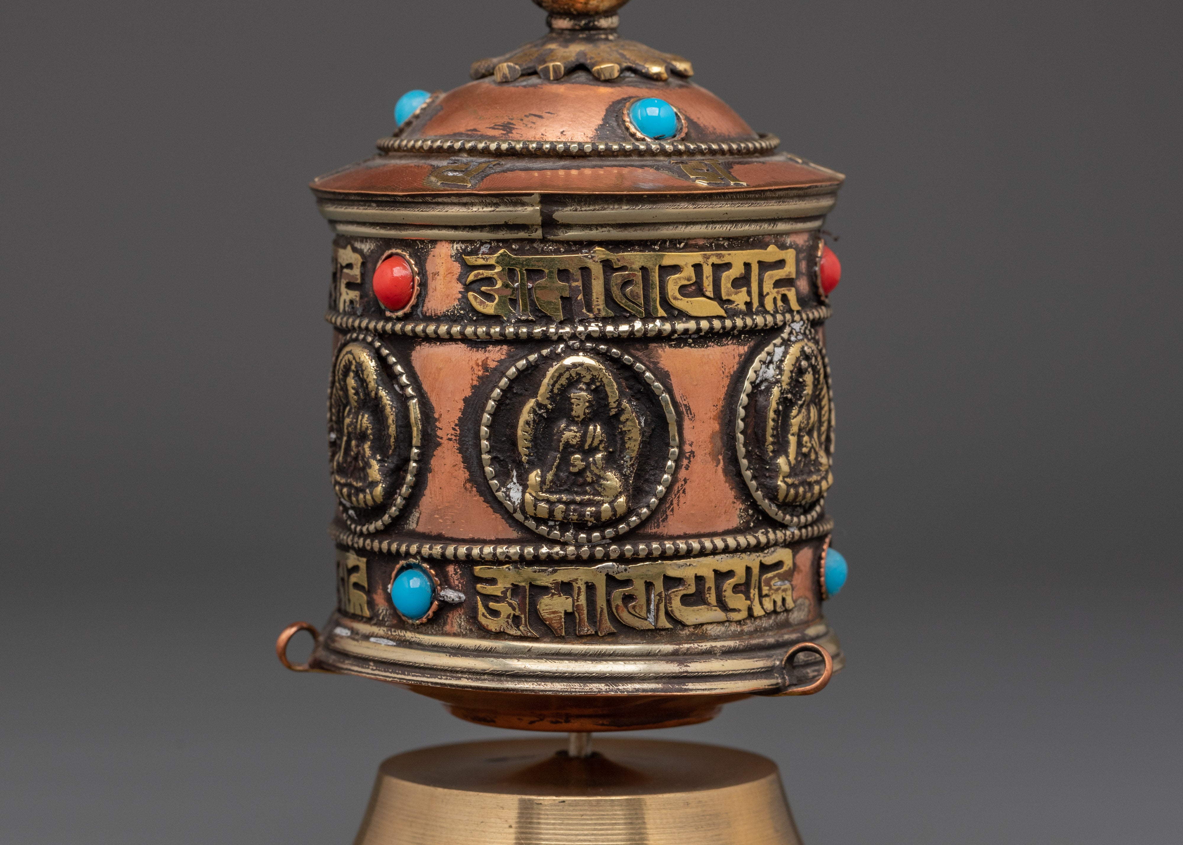 Handmade Tibetan Mantra Prayer Wheel | Copper and Brass Buddhist Meditation Wheel