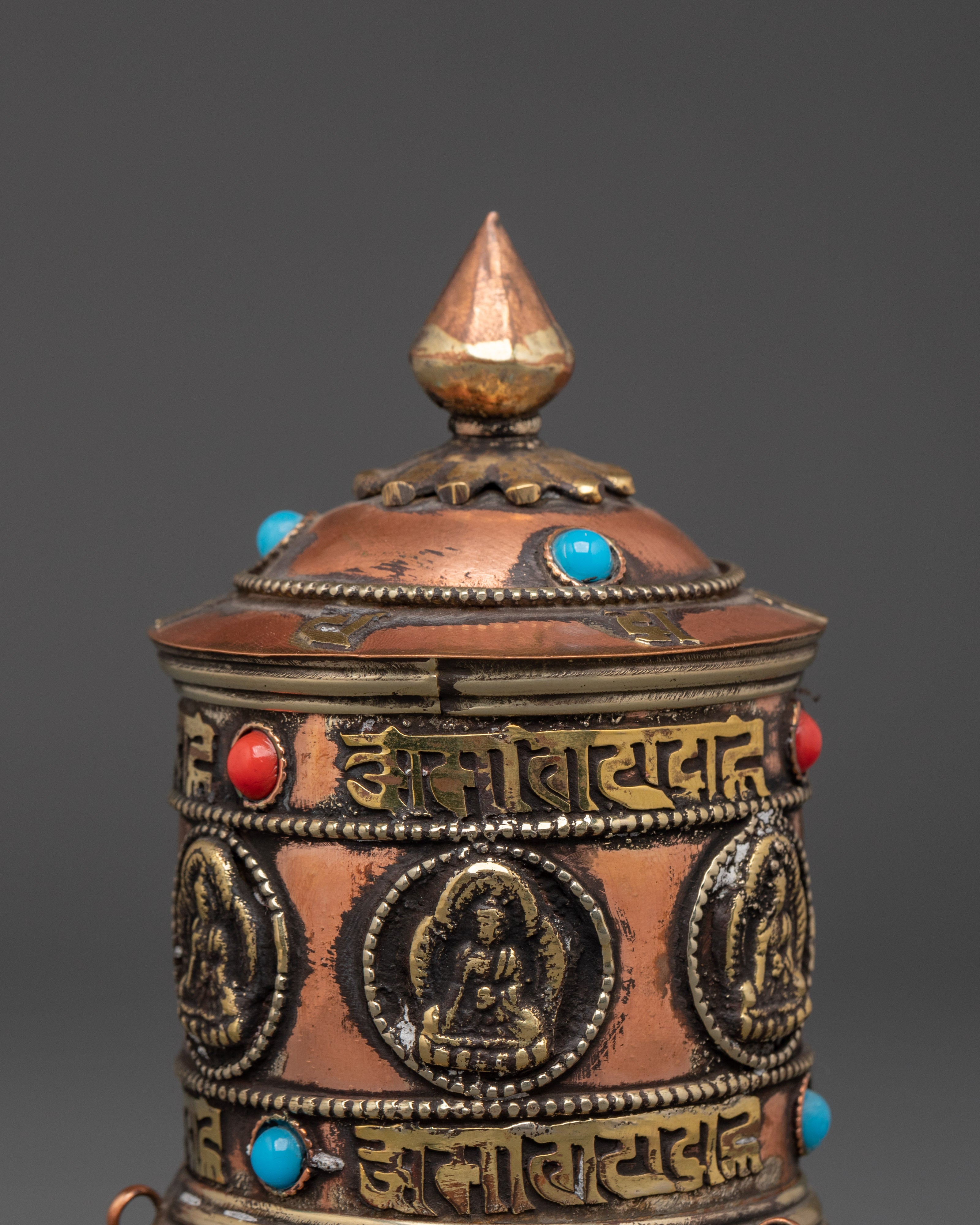 Handmade Tibetan Mantra Prayer Wheel | Copper and Brass Buddhist Meditation Wheel