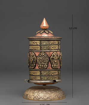 Handmade Spiritual Tibetan Prayer Wheel | Buddhist Meditation Tool for Peace