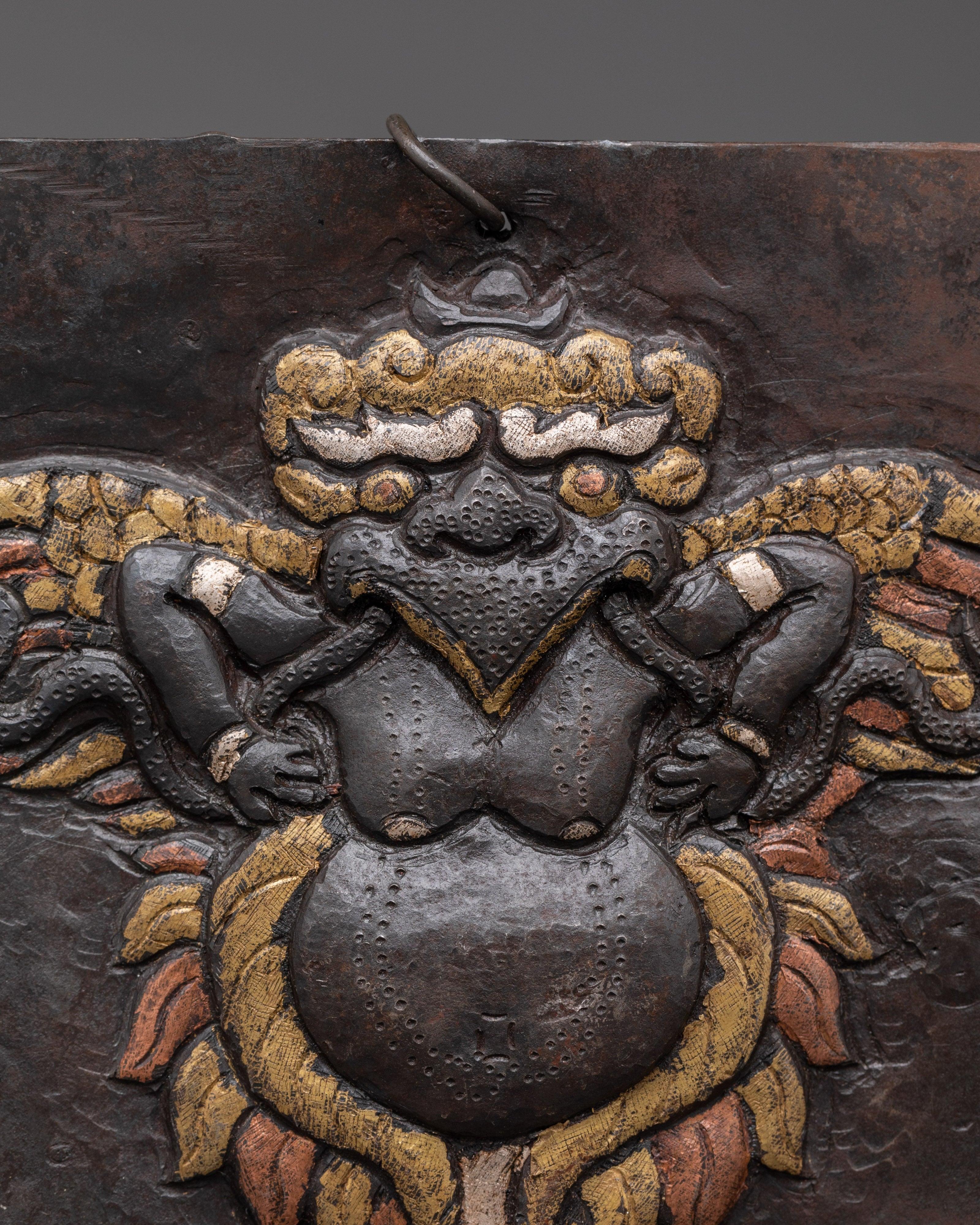 Handcrafted Iron Wall Hanging | Featuring Mythical Winged Guardian