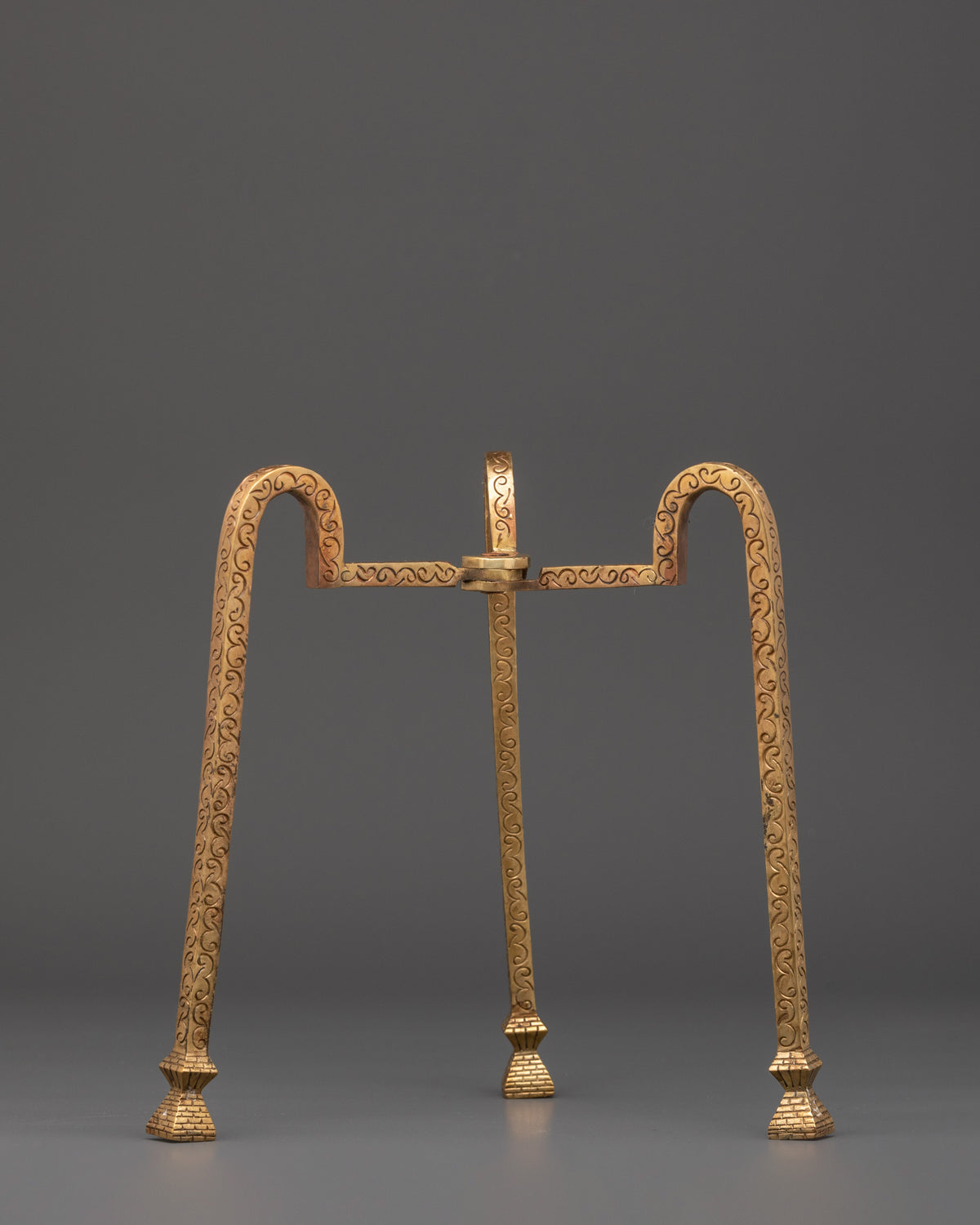 Buddhist Ritual Kapala Stand | Brass Kapala Display for Tibetan Buddhist Altar