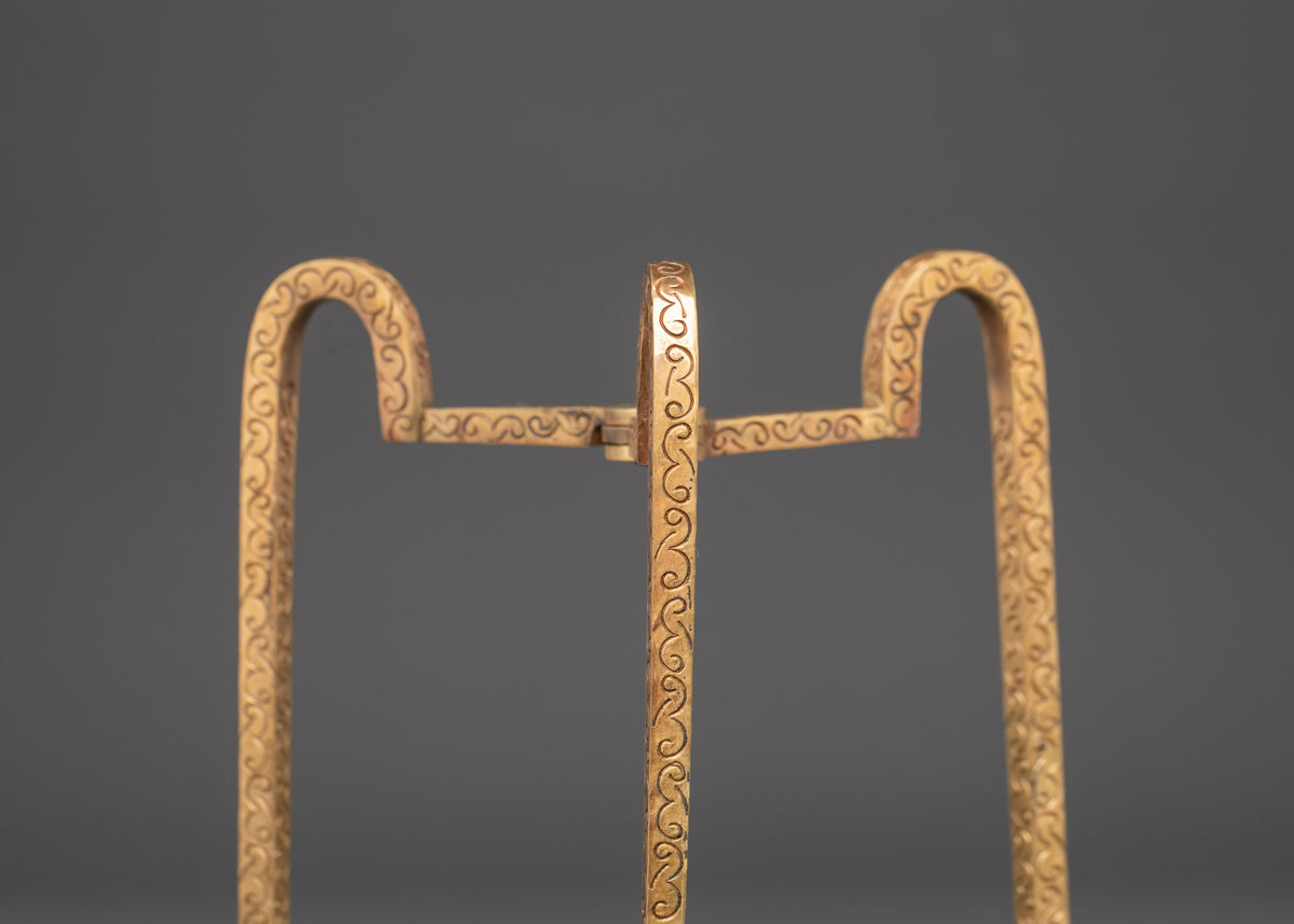 Buddhist Ritual Kapala Stand | Brass Kapala Display for Tibetan Buddhist Altar